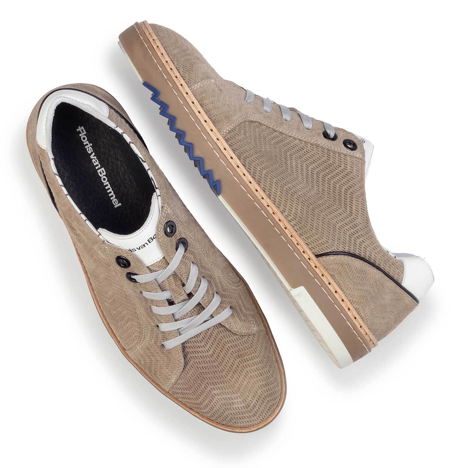 14057/05 - Sand-coloured, leather sneaker with pattern 14057/05 - Sand-coloured, leather sneaker with pattern