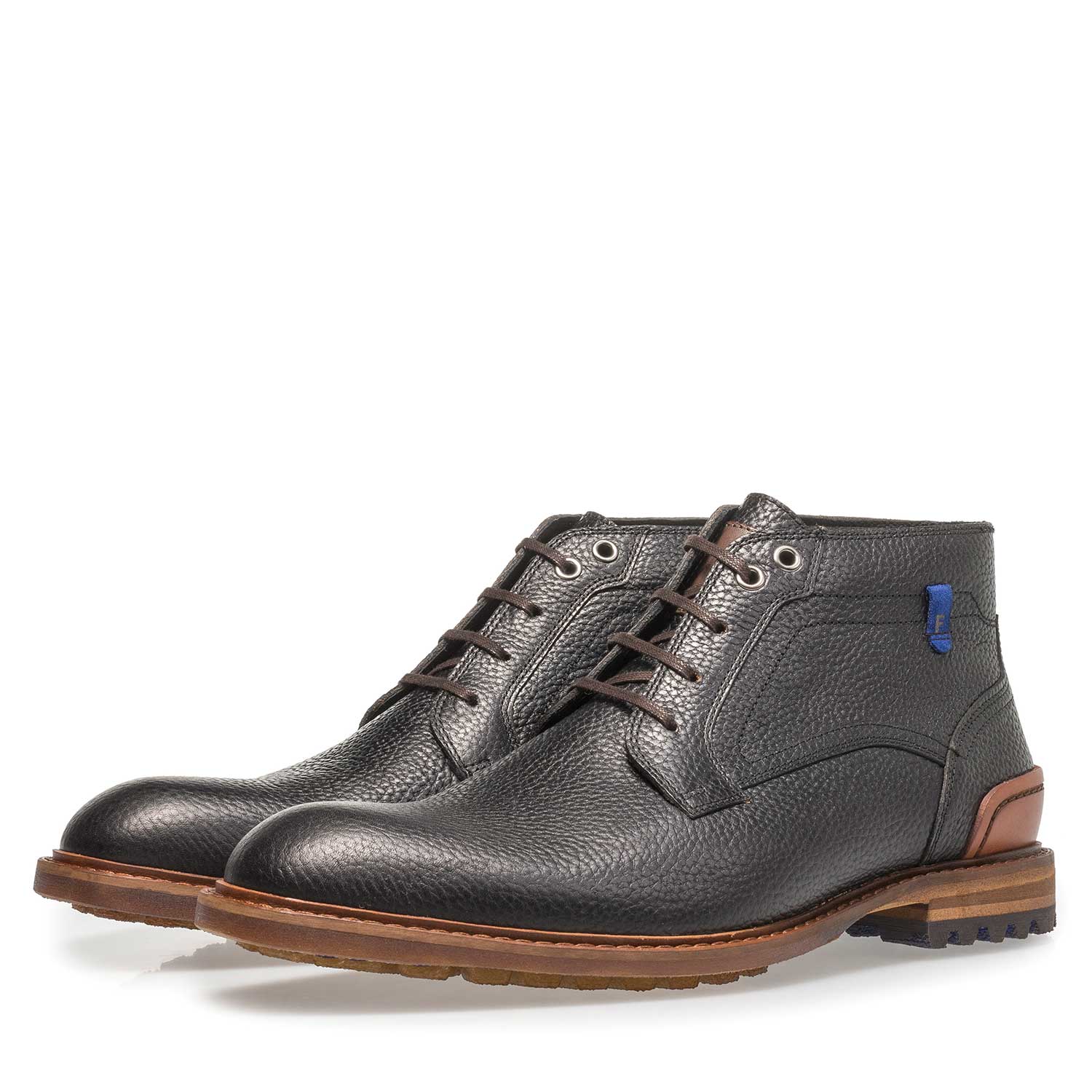 20228/17 - Schwarzer Leder-Schnürstiefel mit Print 20228/17 - Schwarzer Leder-Schnürstiefel mit Print