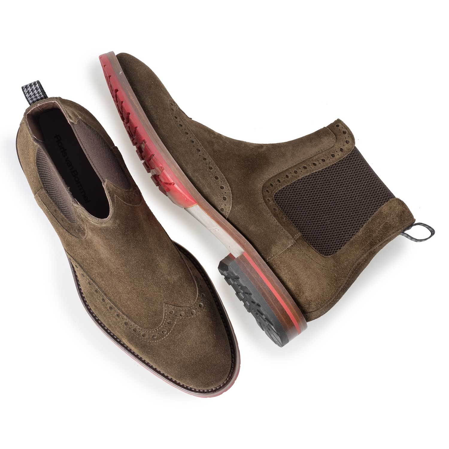 10329/05 - Braun/olivgrüner Chelsea Boot aus Kalbswildleder 10329/05 - Braun/olivgrüner Chelsea Boot aus Kalbswildleder