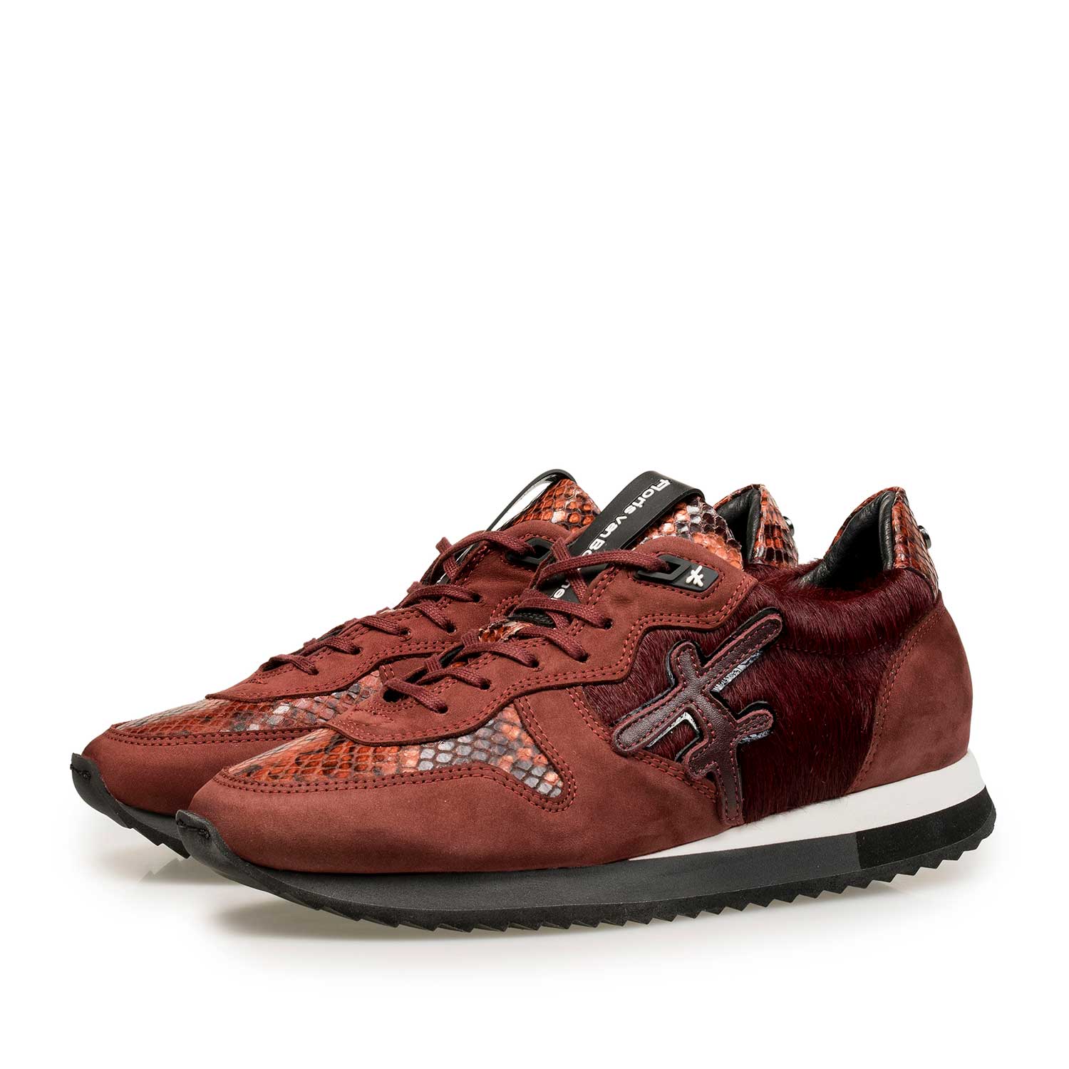 85256/00 - Bordeauxroter Leder-Sneaker mit Ponyhaar 85256/00 - Bordeauxroter Leder-Sneaker mit Ponyhaar