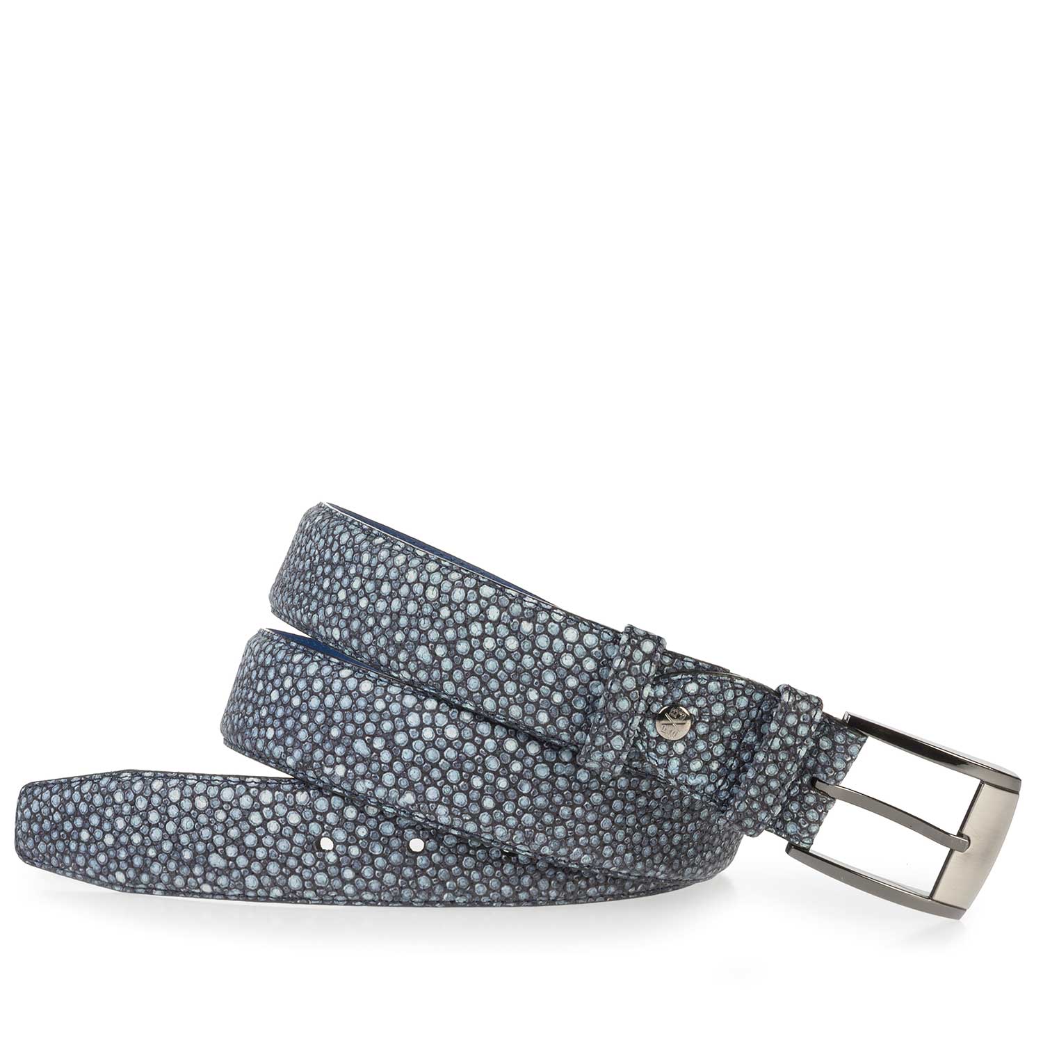 75180/13 - Blue, patterned leather belt 75180/13 - Blue, patterned leather belt