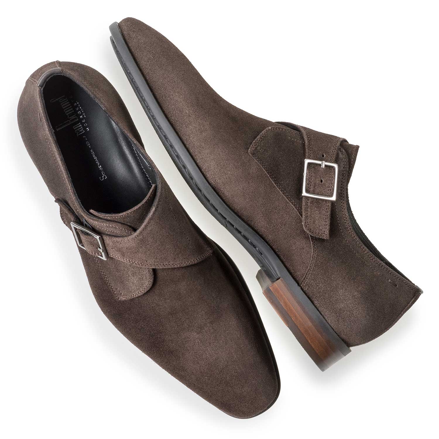 12341/00 - Dark brown waxed suede leather monk strap 12341/00 - Dark brown waxed suede leather monk strap