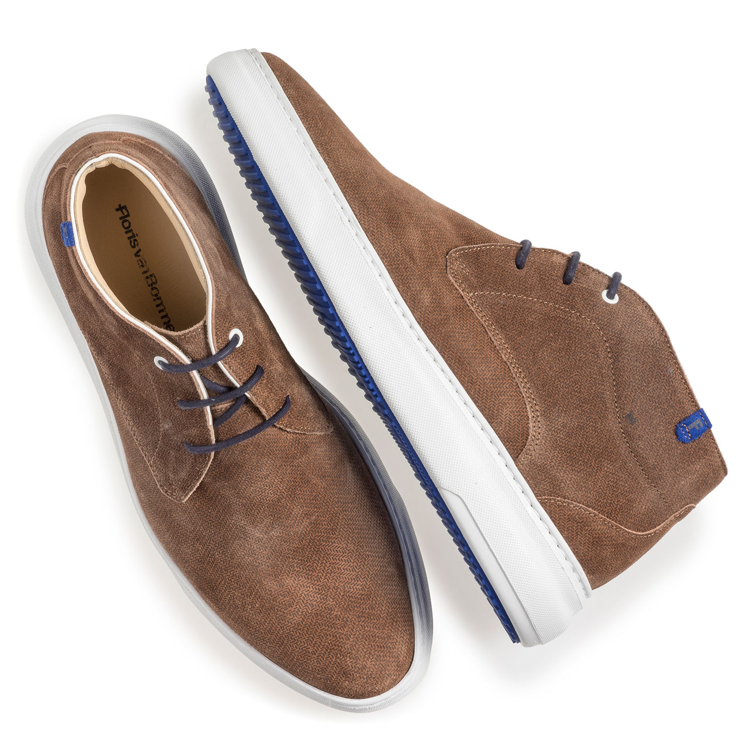 20400/00 - Cognacfarbener Wildleder-Schnürstiefel mit Print 20400/00 - Cognacfarbener Wildleder-Schnürstiefel mit Print