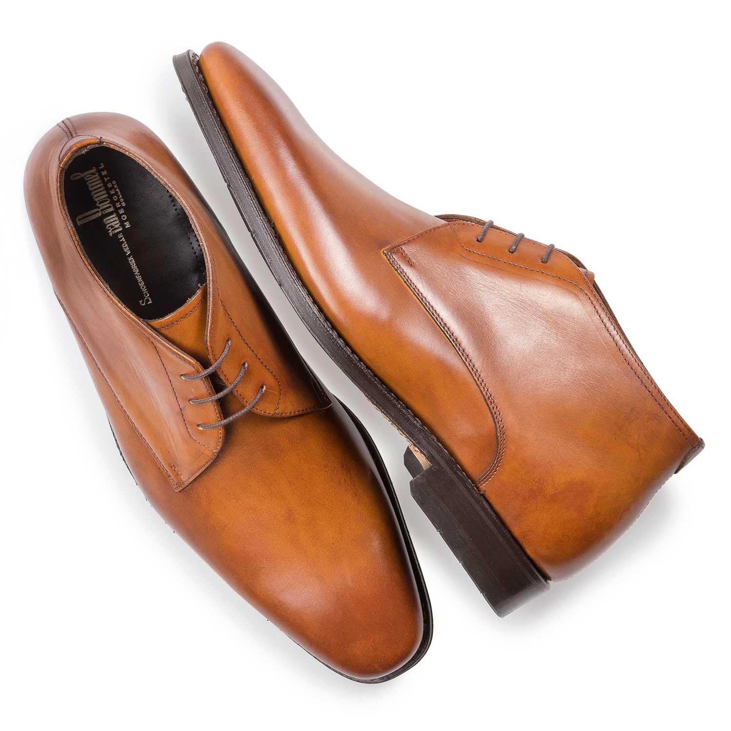 10650/01 - Cognacfarbener halbhoher Leder Schnürstiefel 10650/01 - Cognacfarbener halbhoher Leder Schnürstiefel