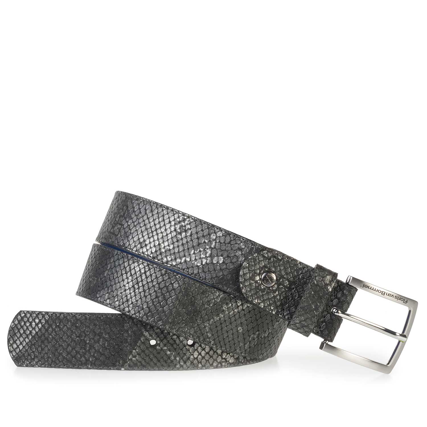 75184/17 - Grauer gemusterter Premium Leder Gürtel 75184/17 - Grauer gemusterter Premium Leder Gürtel