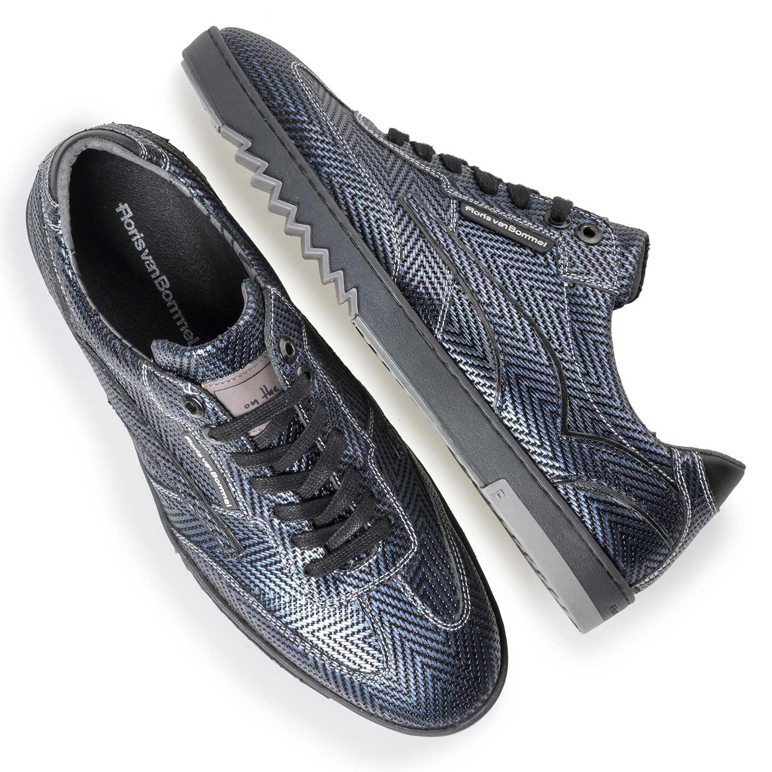 16074/32 - Blue Premium sneaker with herringbone pattern 16074/32 - Blue Premium sneaker with herringbone pattern