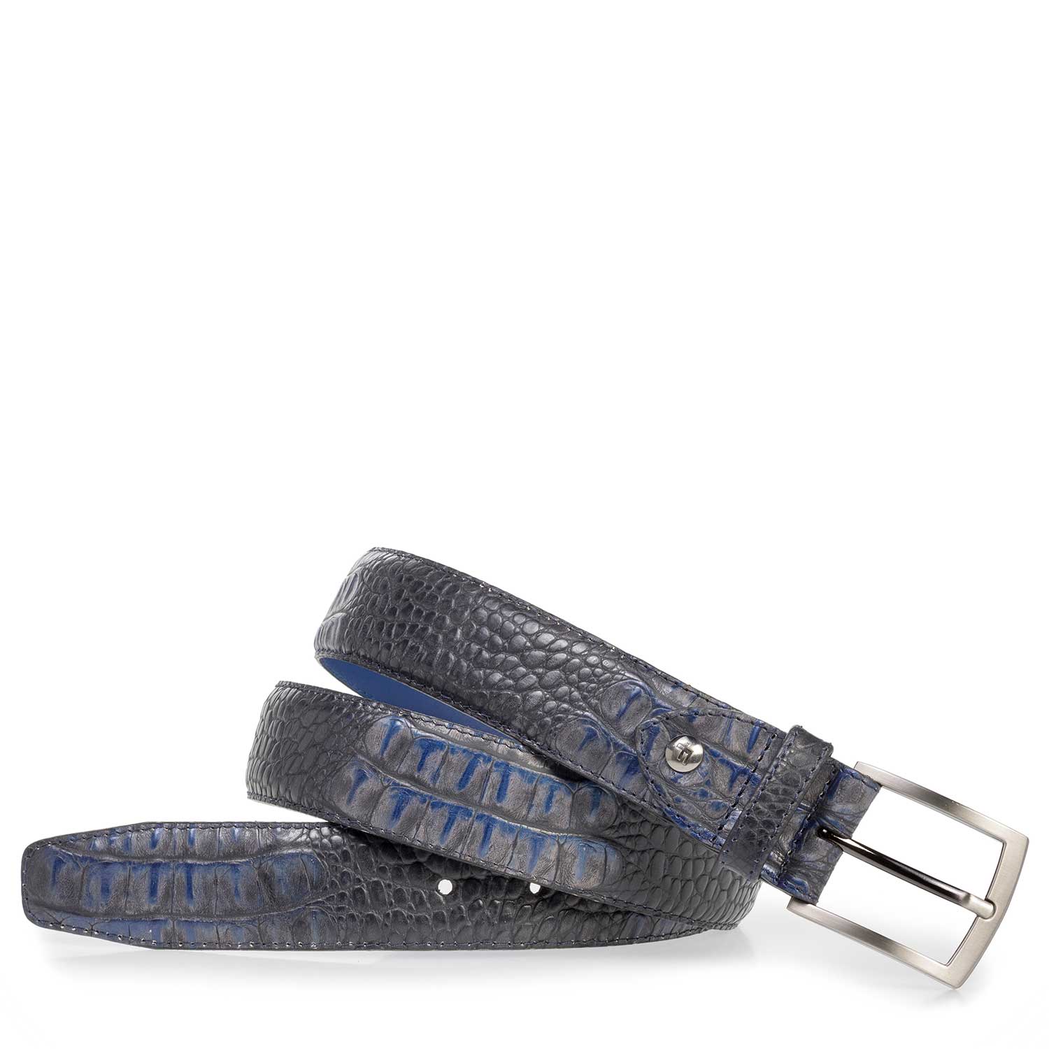 75201/35 - Blue leather belt with croco print 75201/35 - Blue leather belt with croco print