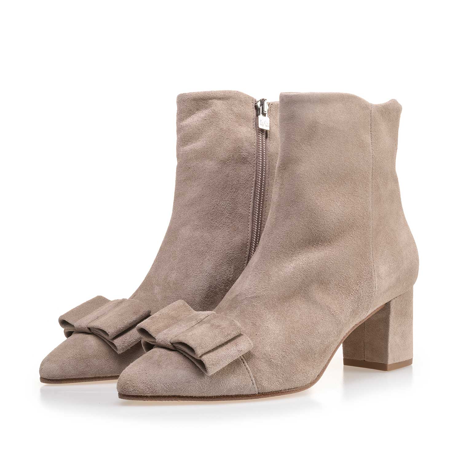 85187/04 - Taupefarbene Kalbswildleder Stiefelette 85187/04 - Taupefarbene Kalbswildleder Stiefelette