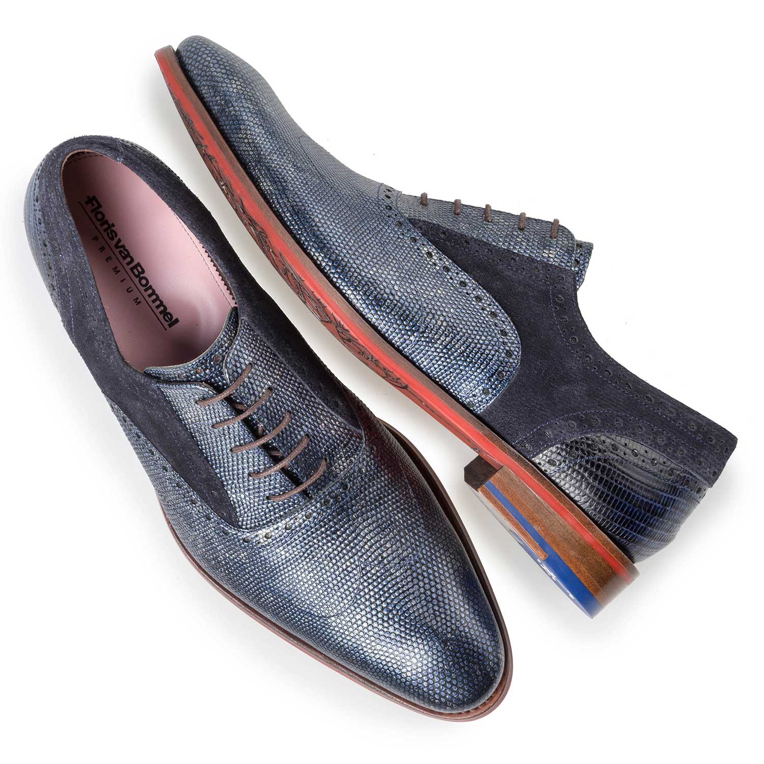 19117/02 - Blauer Premium Kalbsleder-Schnürschuh 19117/02 - Blauer Premium Kalbsleder-Schnürschuh