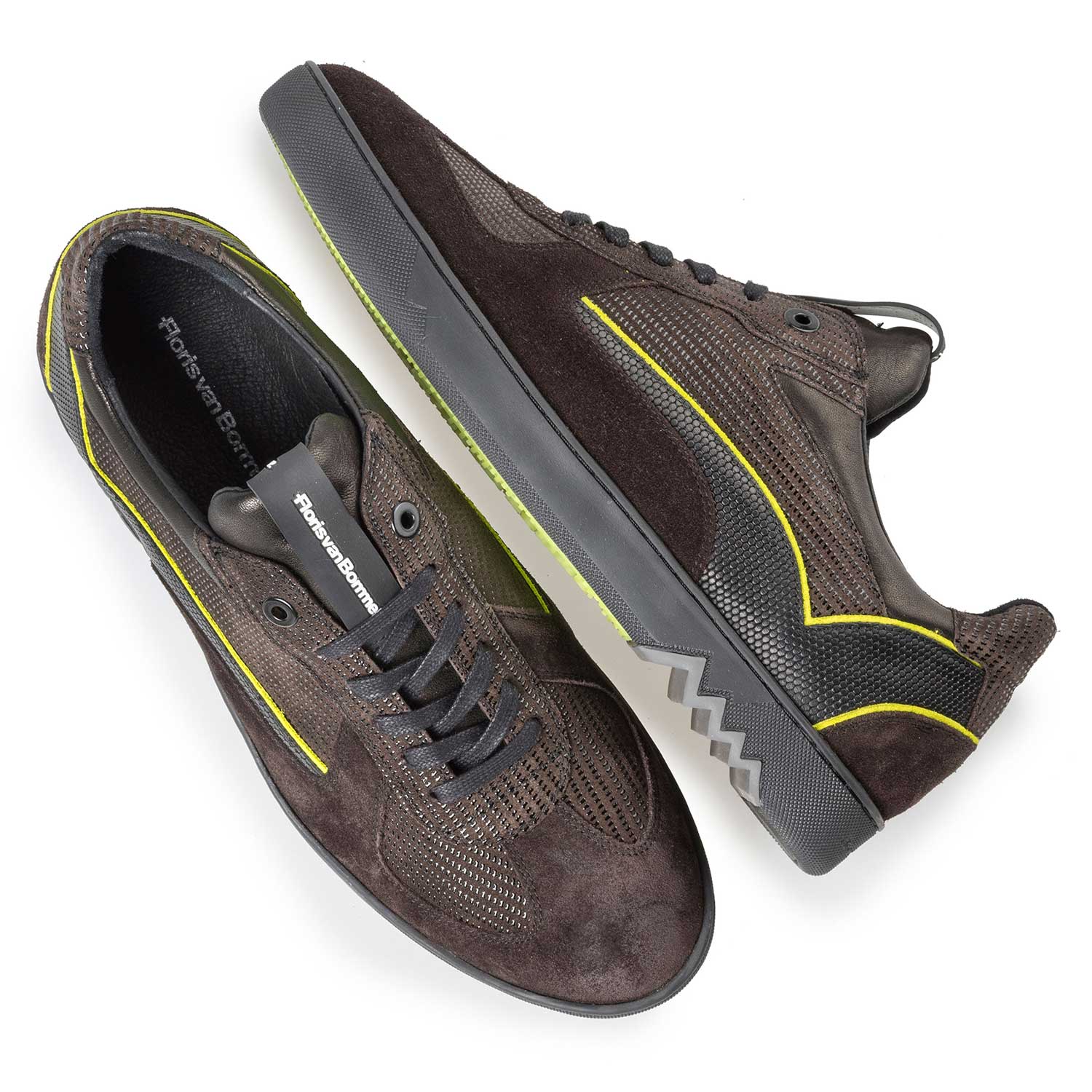 16242/05 - Dark brown suede sneaker with pattern 16242/05 - Dark brown suede sneaker with pattern