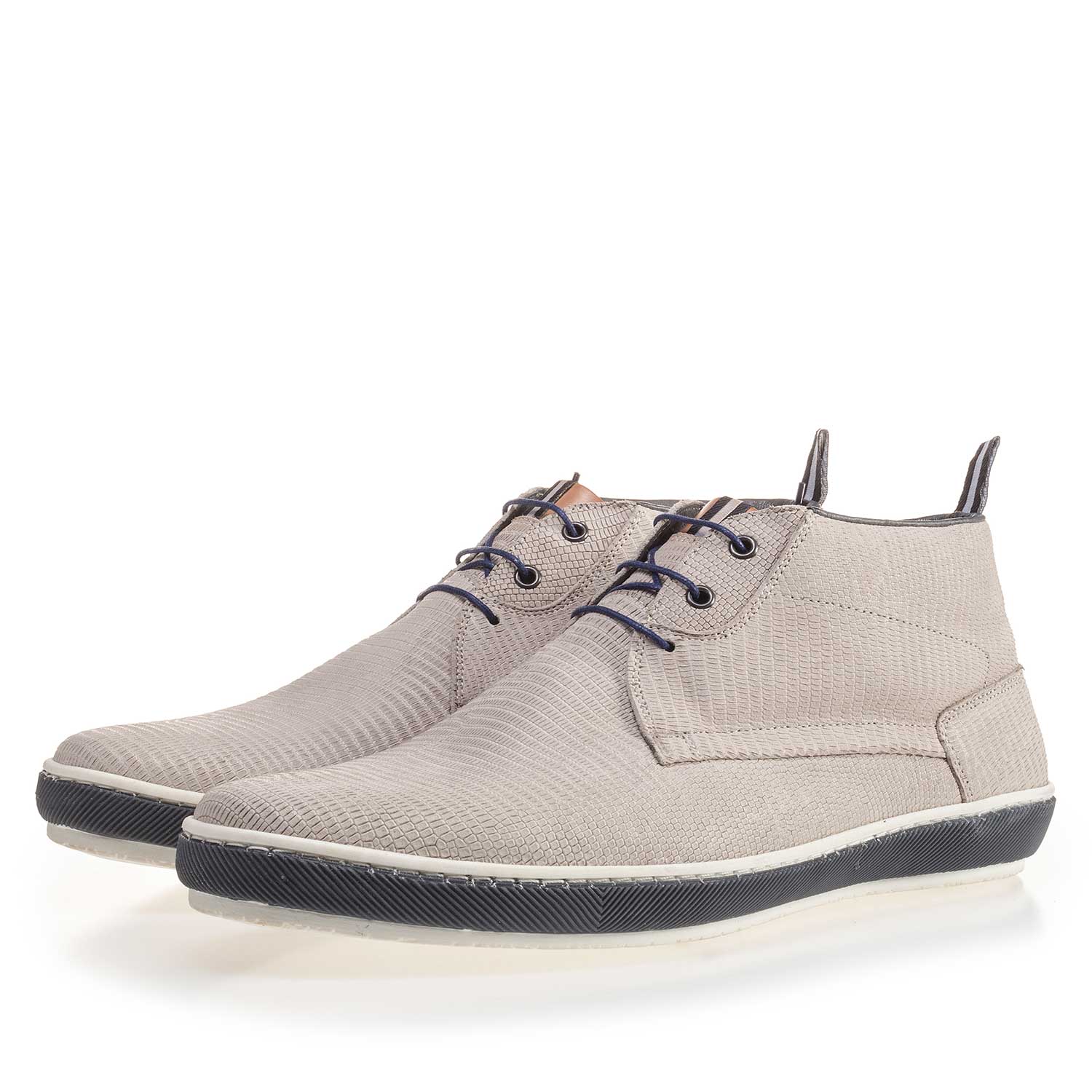 10949/02 - White, nubuck leather lace boot with print 10949/02 - White, nubuck leather lace boot with print