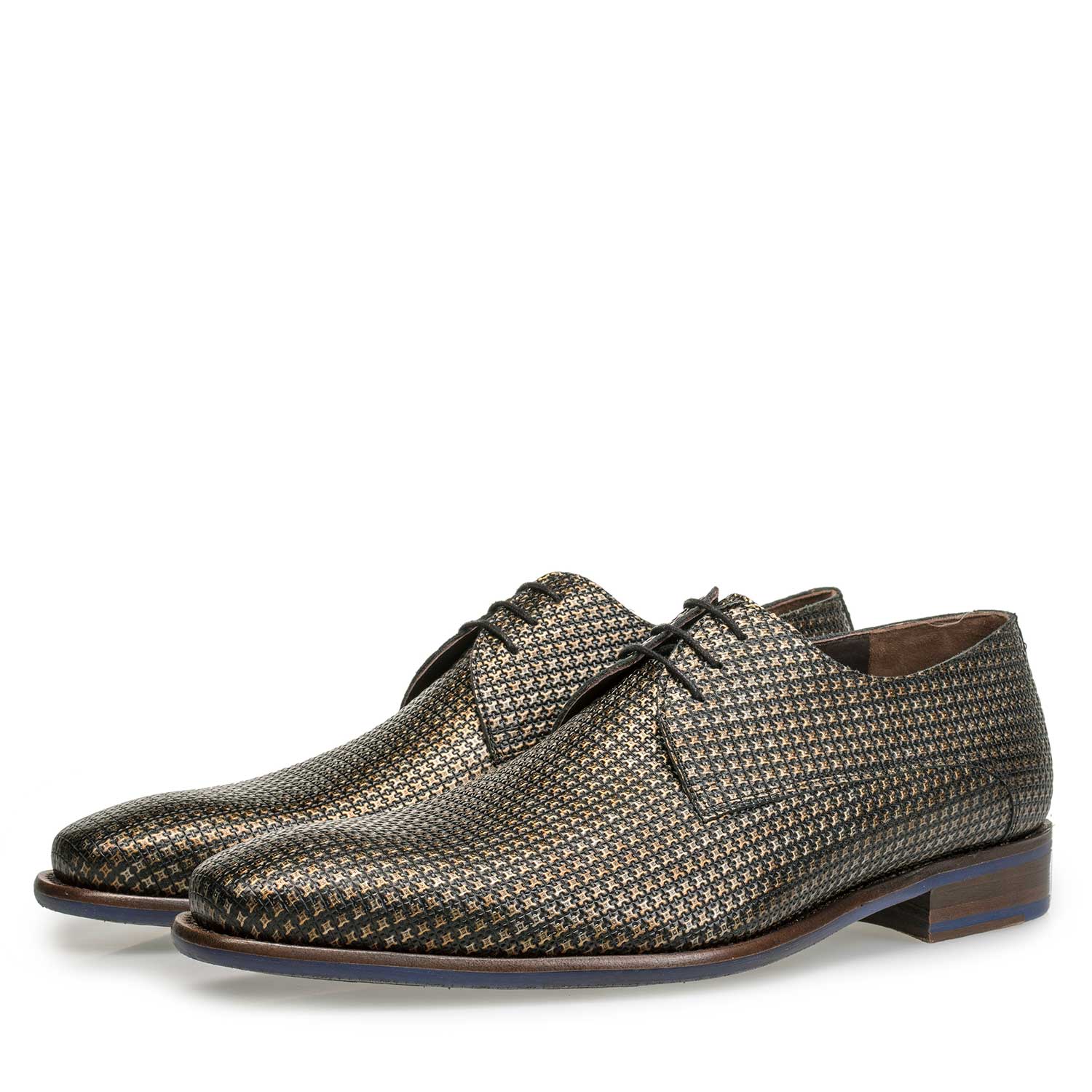 14204/10 - Bronze-coloured calf’s leather lace shoe with structural pattern 14204/10 - Bronze-coloured calf’s leather lace shoe with structural pattern