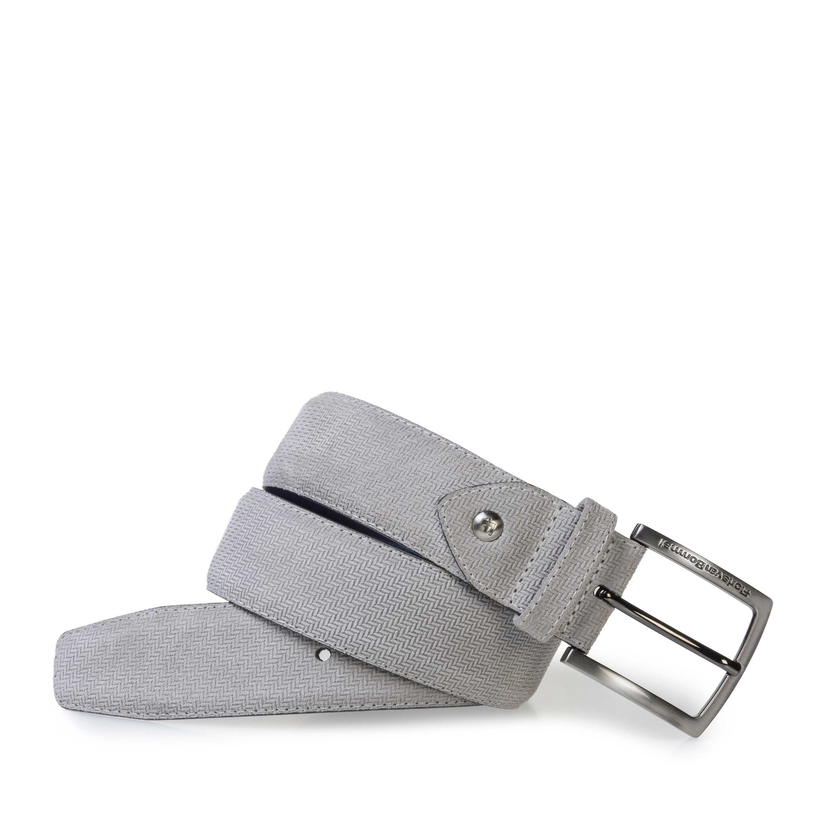 75202/50 - Light grey suede leather belt with print 75202/50 - Light grey suede leather belt with print