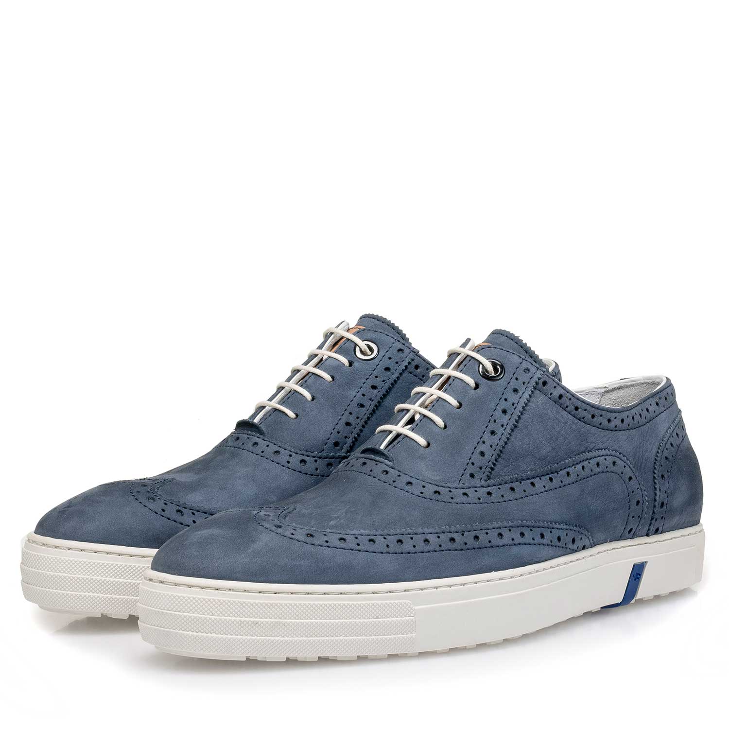 19073/06 - Blue nubuck leather brogue shoe 19073/06 - Blue nubuck leather brogue shoe