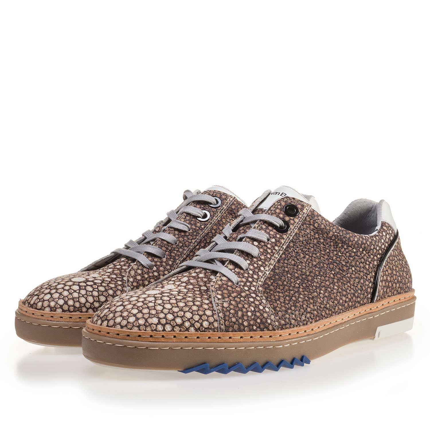 14057/03 - Brauner, gemusterter Leder Sneaker 14057/03 - Brauner, gemusterter Leder Sneaker