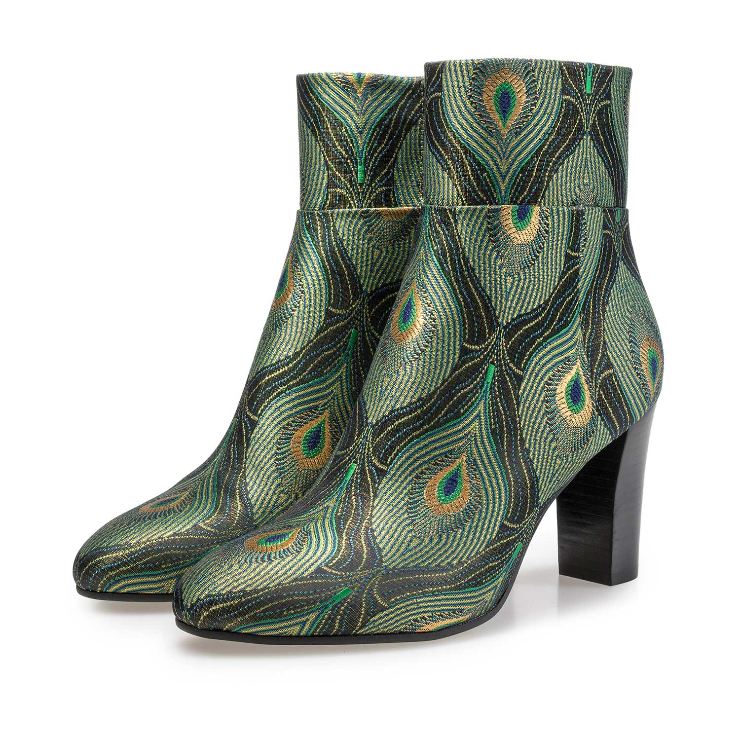 Ankle boots with peacock print – green – 8519609|Floris van Bommel®