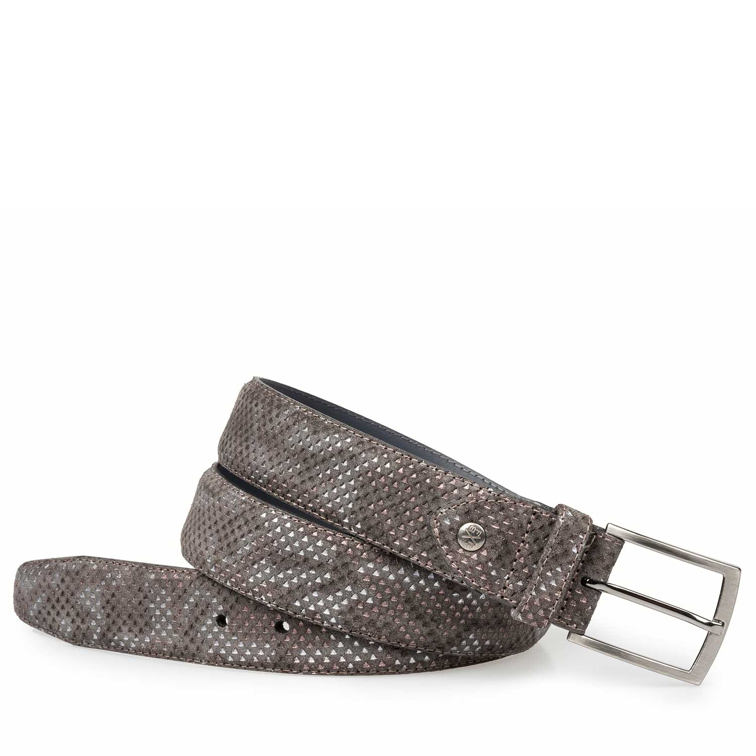 75190/41 - Brown suede leather belt with structural pattern 75190/41 - Brown suede leather belt with structural pattern