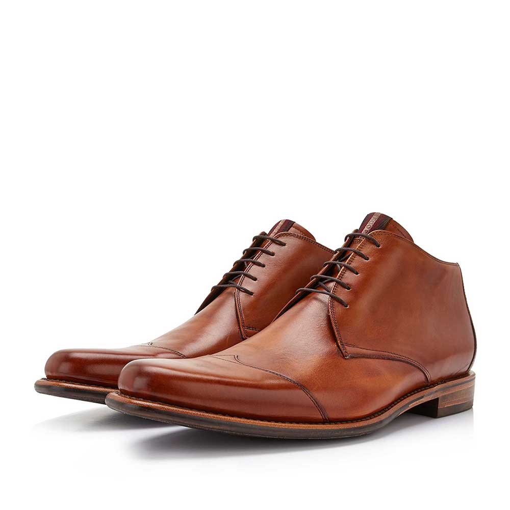 10077/11 - Cognacfarbener halbhoher Leder Schnürstiefel 10077/11 - Cognacfarbener halbhoher Leder Schnürstiefel