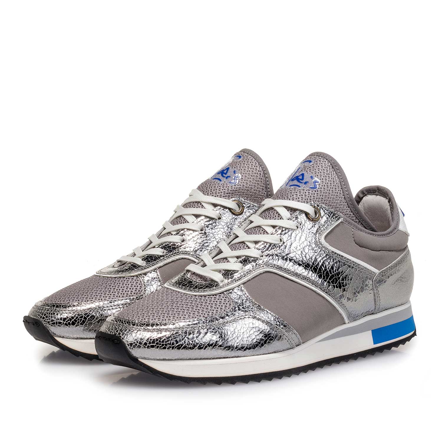85261/06 - Dunkelsilberner Metallic Leder-Sneaker 85261/06 - Dunkelsilberner Metallic Leder-Sneaker