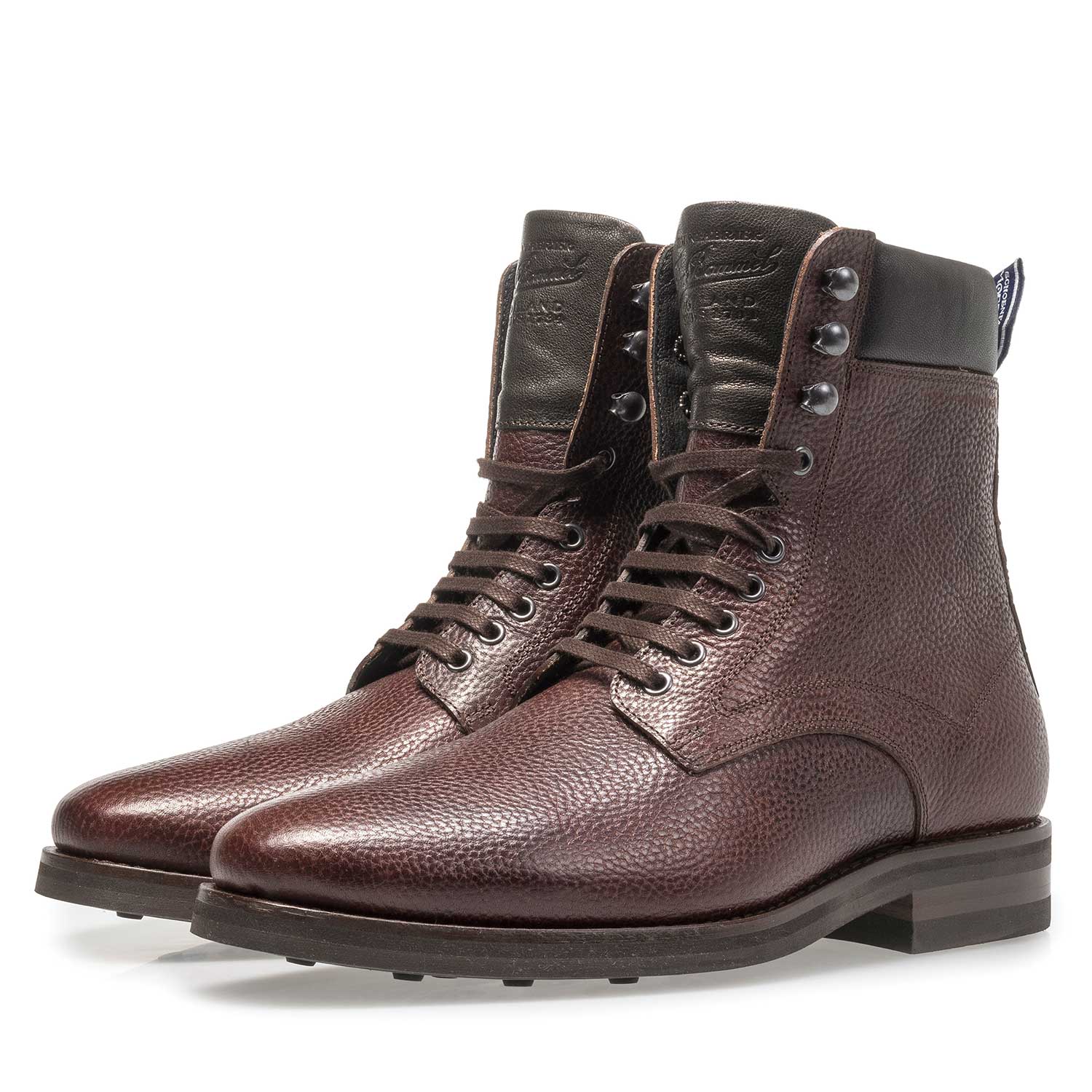 10658/13 - Dunkelbrauner Kalbsleder-Schnürstiefel mit Struktur 10658/13 - Dunkelbrauner Kalbsleder-Schnürstiefel mit Struktur