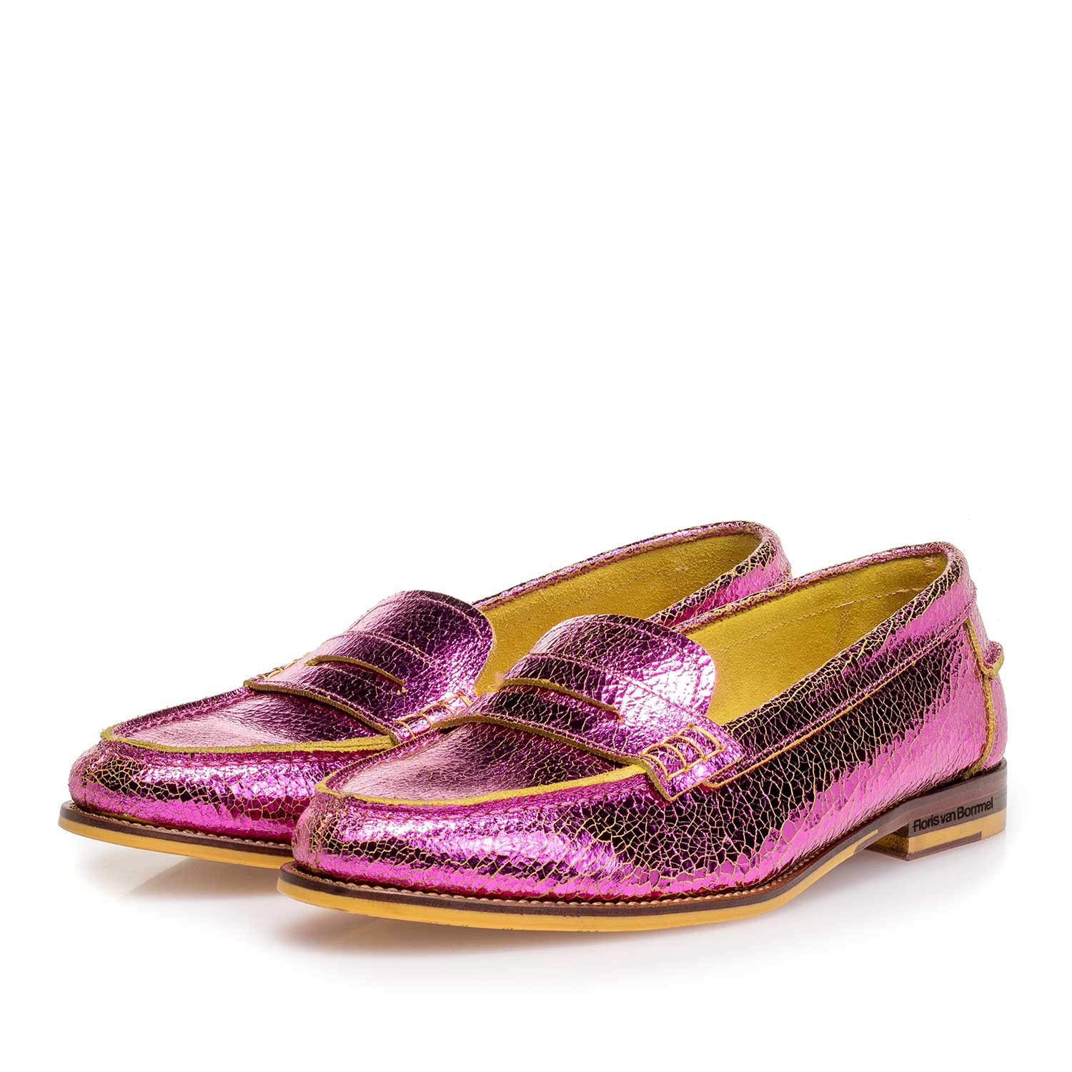 85409/10 - Rosa Metallic Leder-Loafer mit Craquelé-Effekt 85409/10 - Rosa Metallic Leder-Loafer mit Craquelé-Effekt