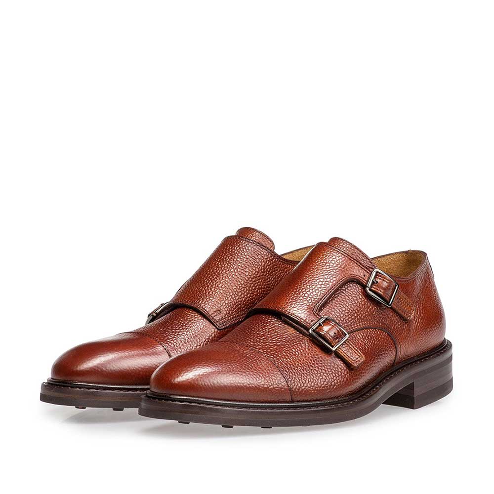 12079/05 - Cognac-coloured calf leather double monk 12079/05 - Cognac-coloured calf leather double monk