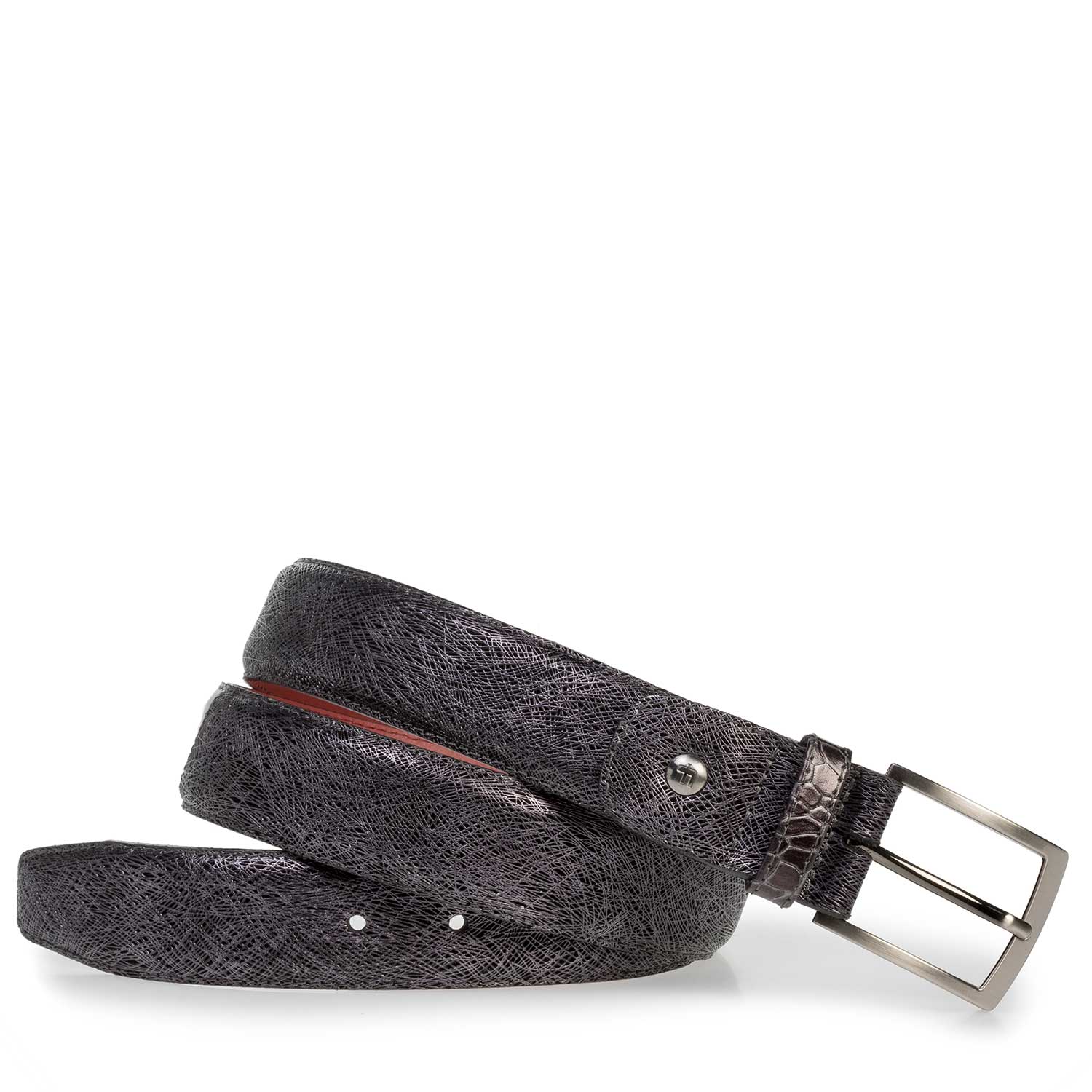75188/41 - Black leather belt with metallic print 75188/41 - Black leather belt with metallic print