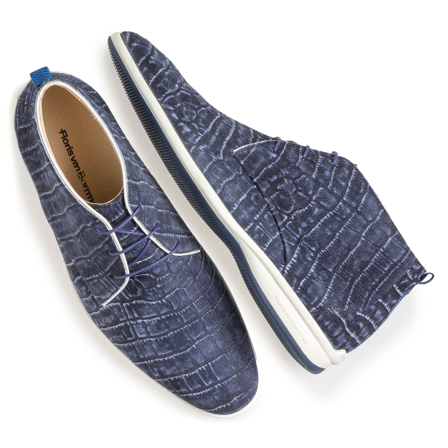 20300/08 - Blue lace boot with croco print 20300/08 - Blue lace boot with croco print