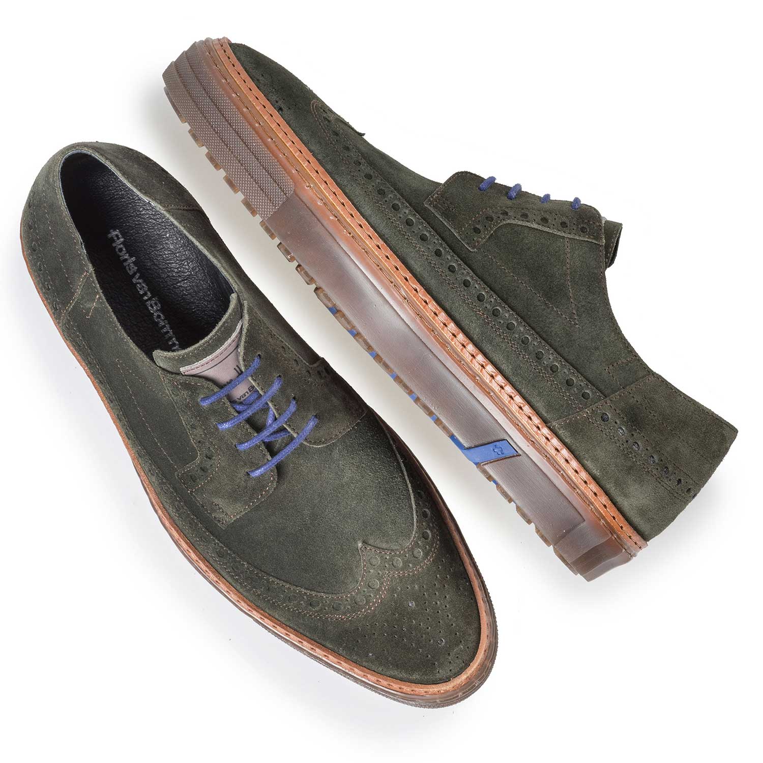 17092/02 - Green suede leather lace shoe 17092/02 - Green suede leather lace shoe