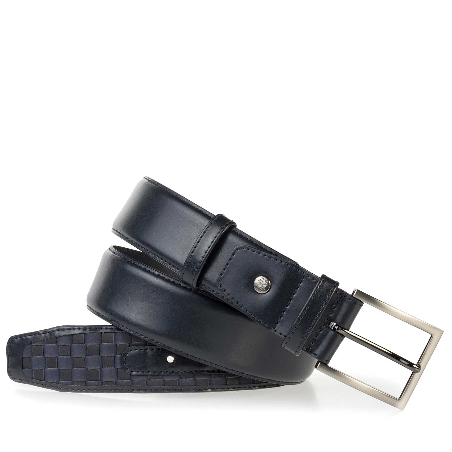 75159/06 - Dunkelblauer Premium Gürtel aus geflochtenem Leder 75159/06 - Dunkelblauer Premium Gürtel aus geflochtenem Leder