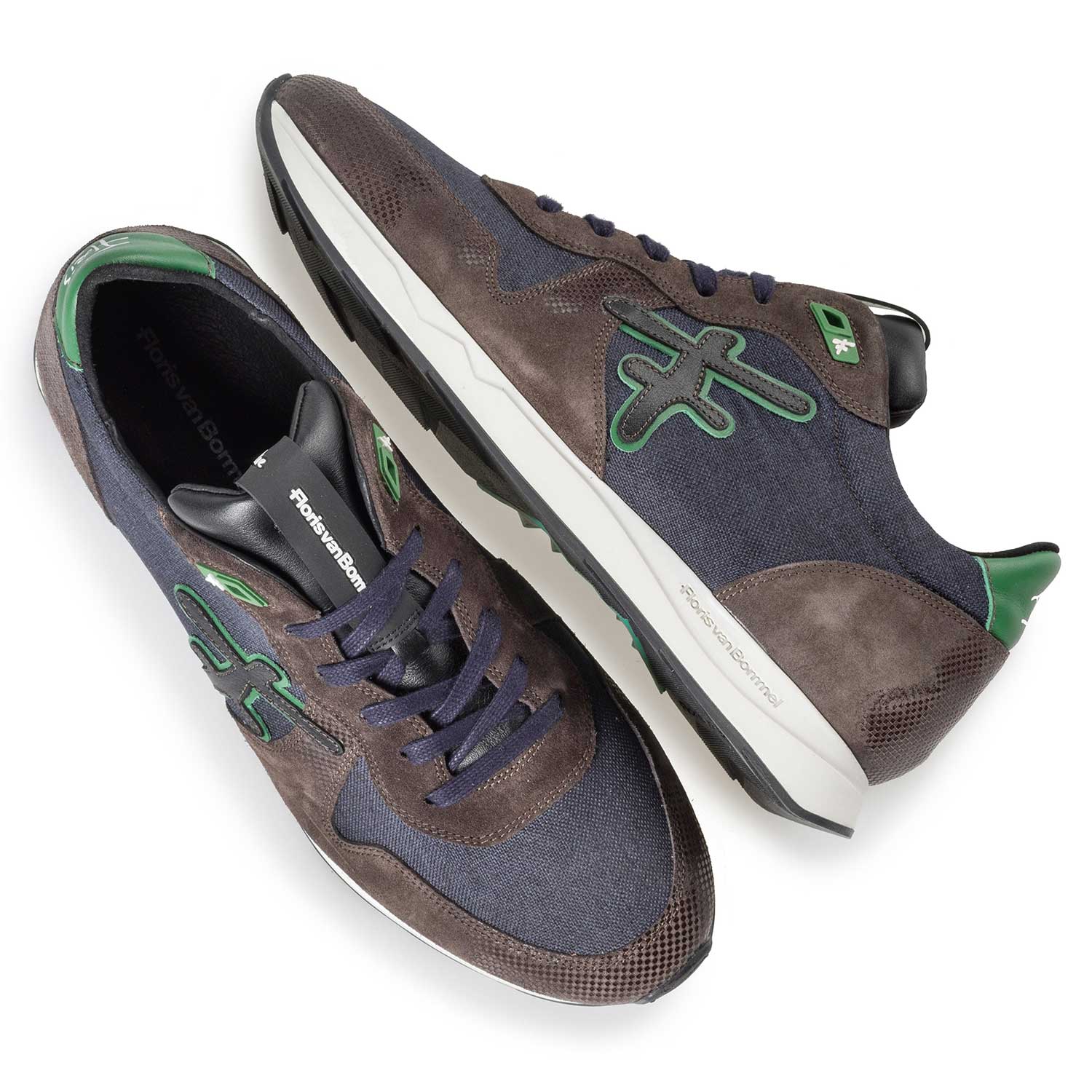 16226/03 - Blauer/ Grüner Leinen Sneaker mit grünen Akzenten 16226/03 - Blauer/ Grüner Leinen Sneaker mit grünen Akzenten