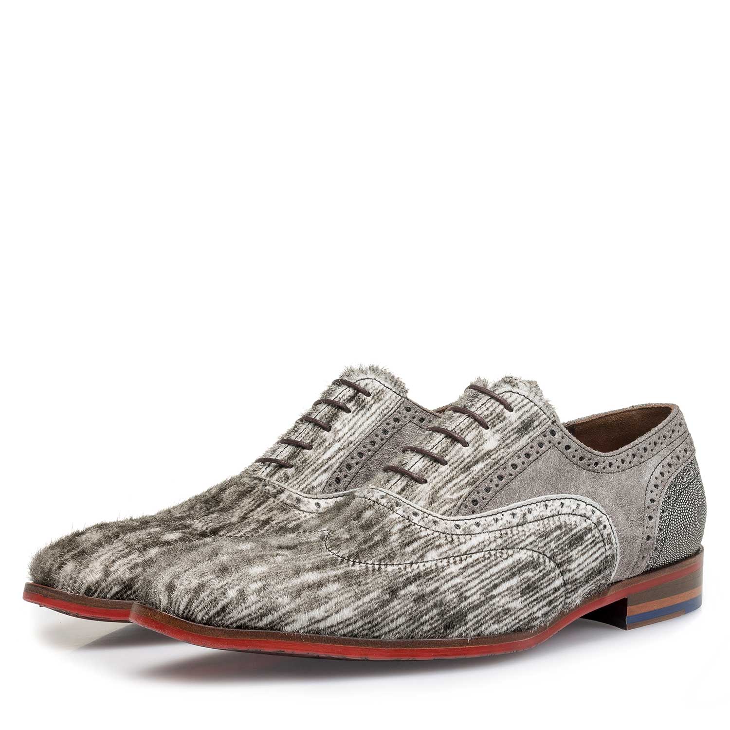 19124/01 - Cremeweißer Premium-Schnürschuh mit Print 19124/01 - Cremeweißer Premium-Schnürschuh mit Print