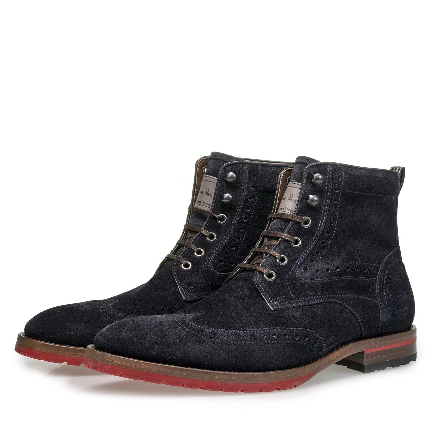 10295/07 - Blauer Wildleder-Schnürstiefel mit roter Sohle 10295/07 - Blauer Wildleder-Schnürstiefel mit roter Sohle