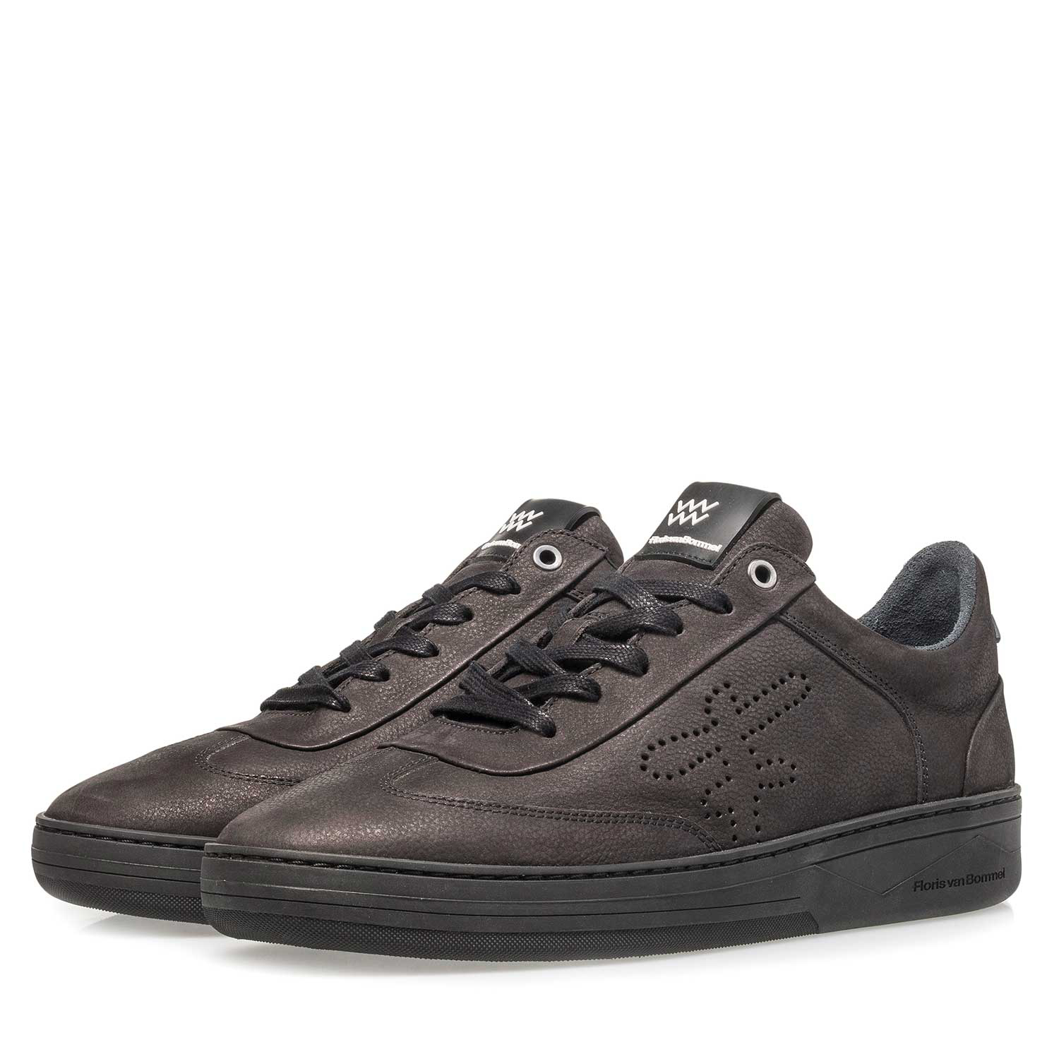 16255/07 - Black printed nubuck leather sneaker 16255/07 - Black printed nubuck leather sneaker