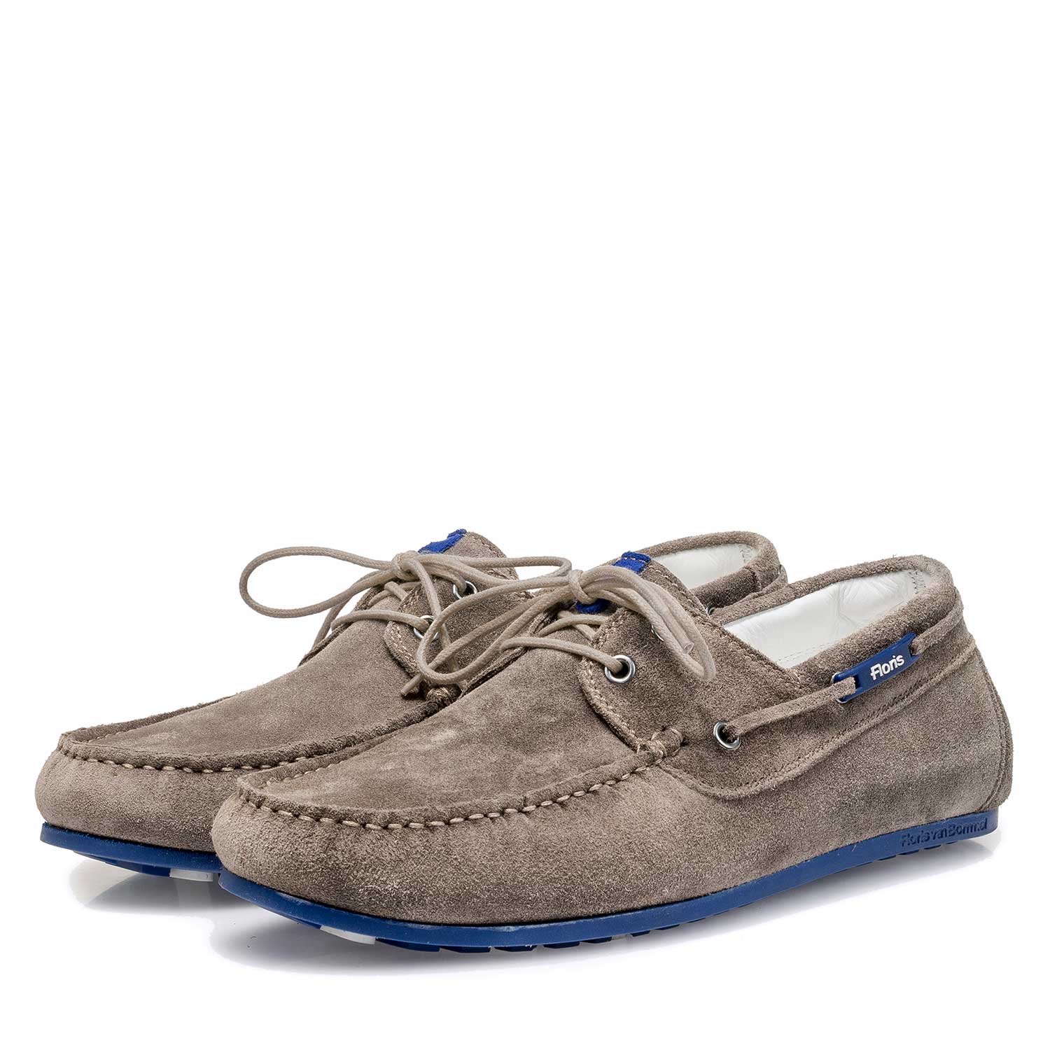 15035/07 - Taupe-coloured slightly buffed suede leather sailing shoe 15035/07 - Taupe-coloured slightly buffed suede leather sailing shoe
