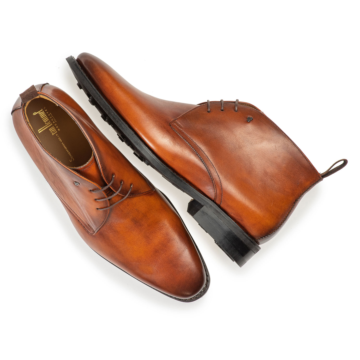 10752/02 - Dark cognac-coloured calf leather lace boot 10752/02 - Dark cognac-coloured calf leather lace boot