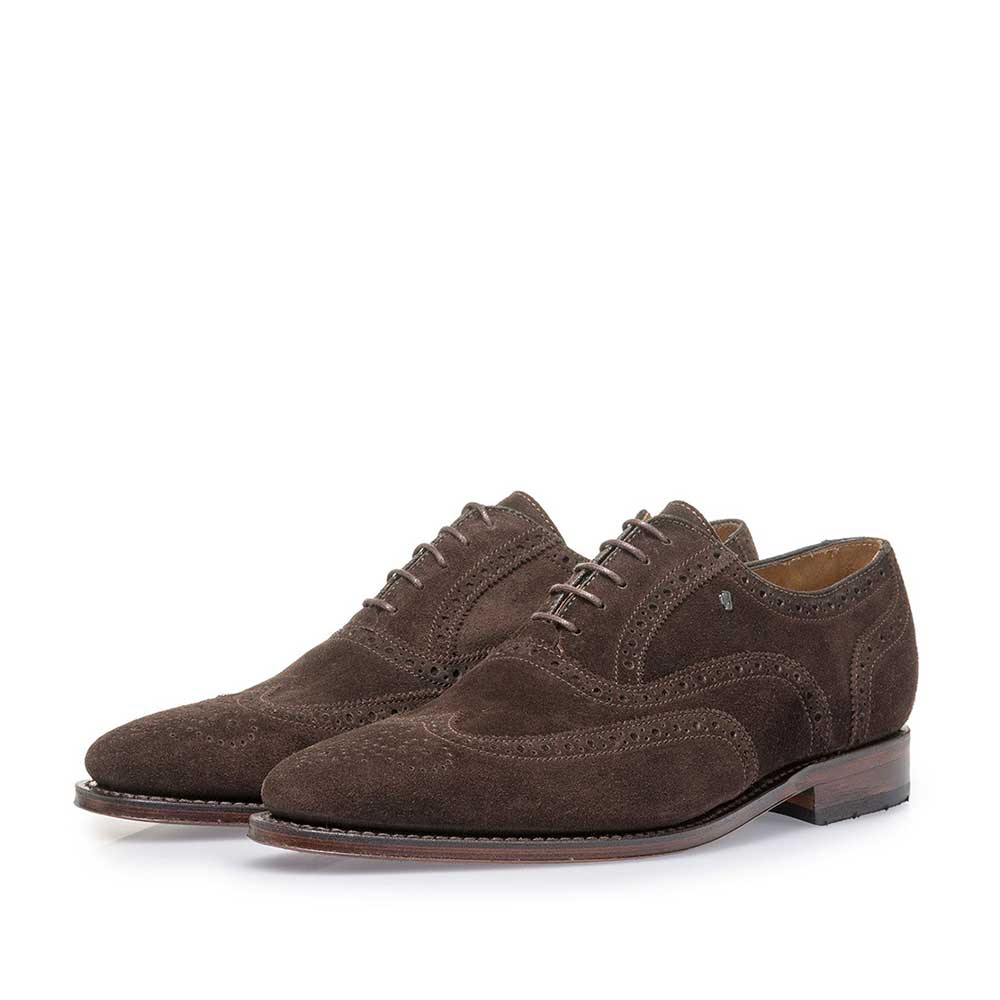 19125/02 - Dark brown suede leather brogue 19125/02 - Dark brown suede leather brogue