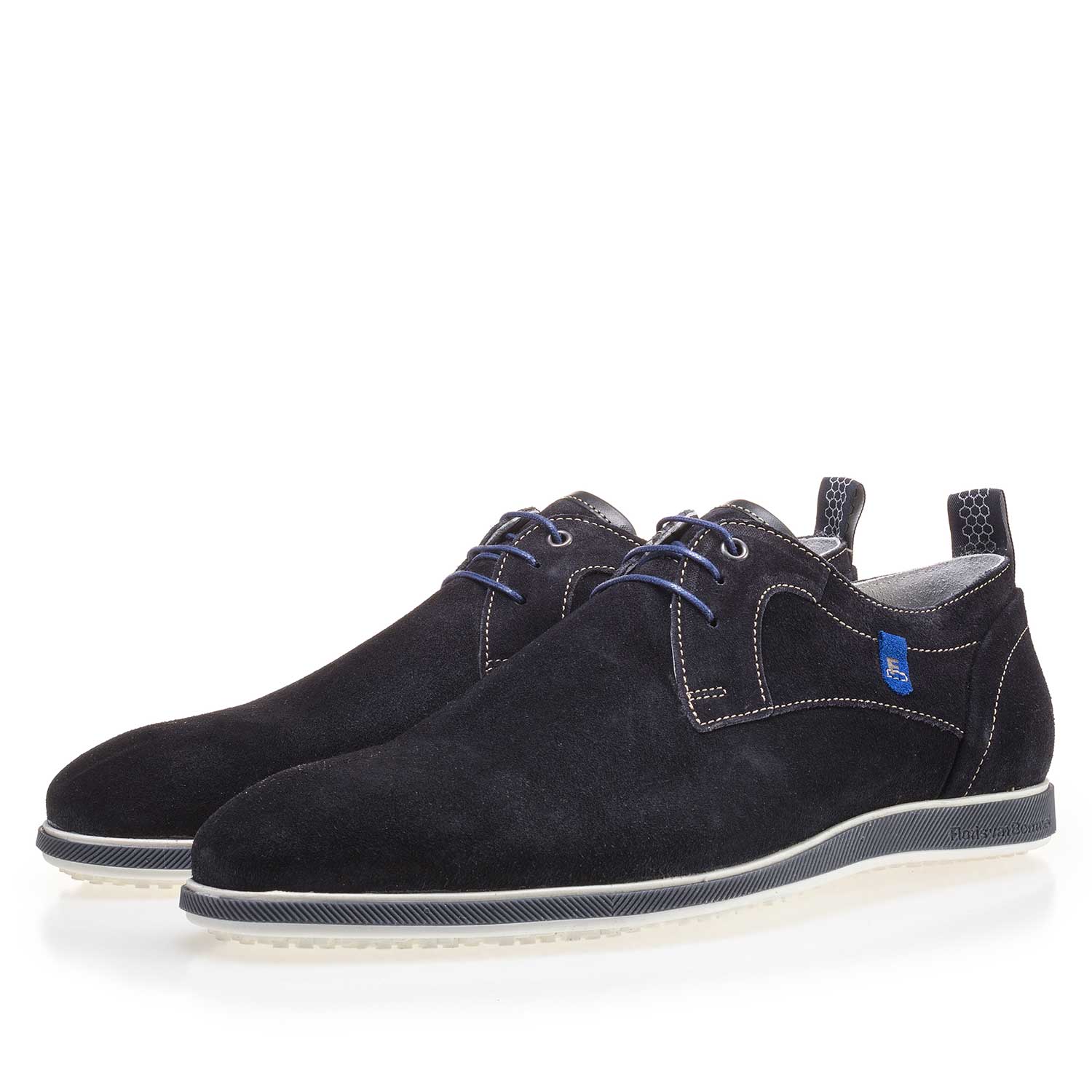 14076/00 - Dark blue suede leather lace shoe 14076/00 - Dark blue suede leather lace shoe