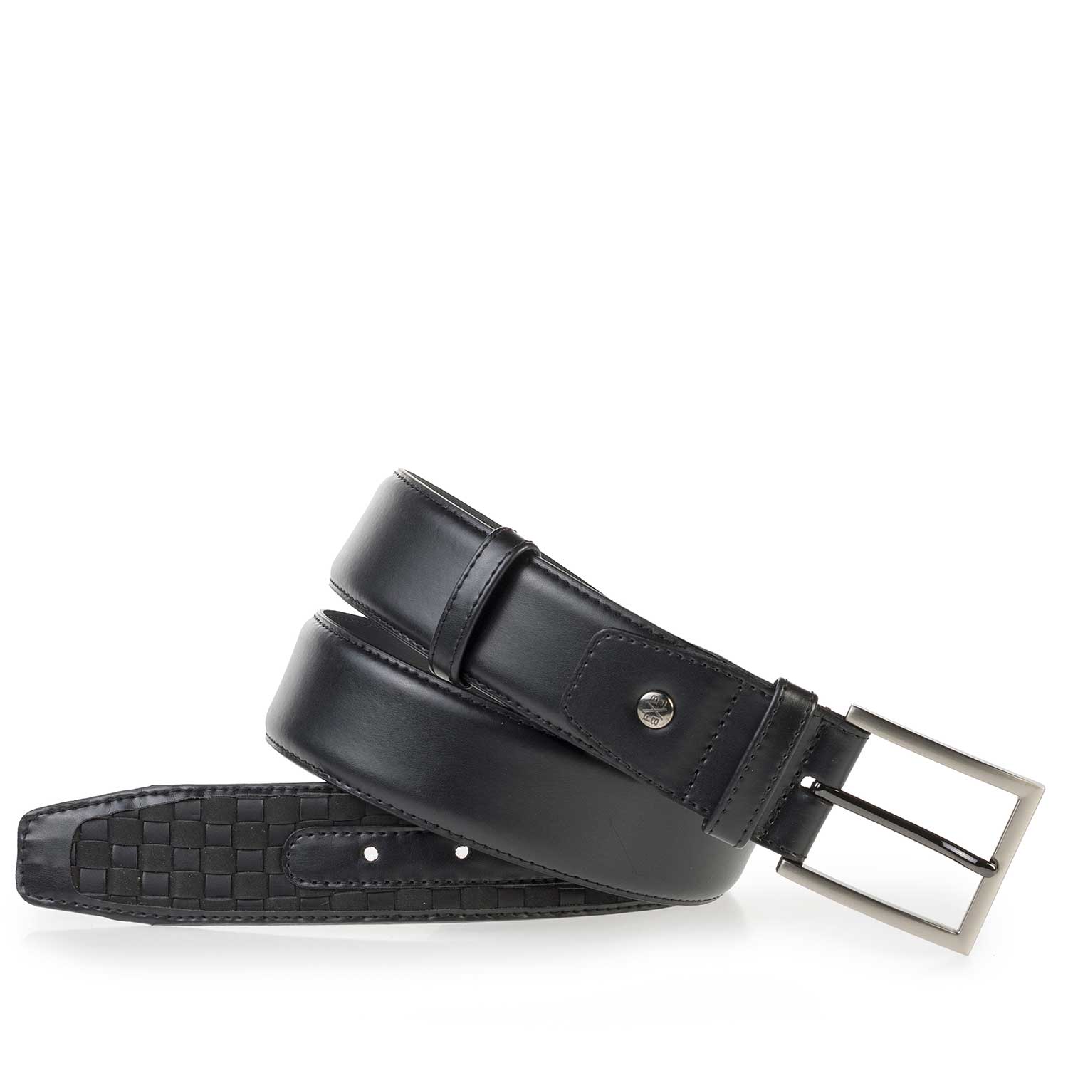 75159/07 - Schwarzer Premium Gürtel aus geflochtenem Leder 75159/07 - Schwarzer Premium Gürtel aus geflochtenem Leder