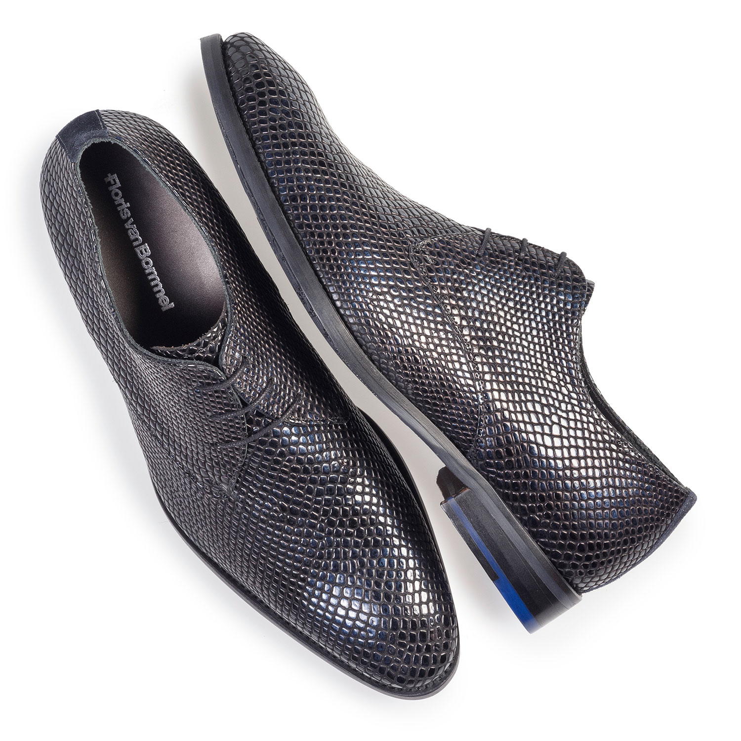 18293/00 - Blauer Lackleder-Schnürschuh mit Print 18293/00 - Blauer Lackleder-Schnürschuh mit Print