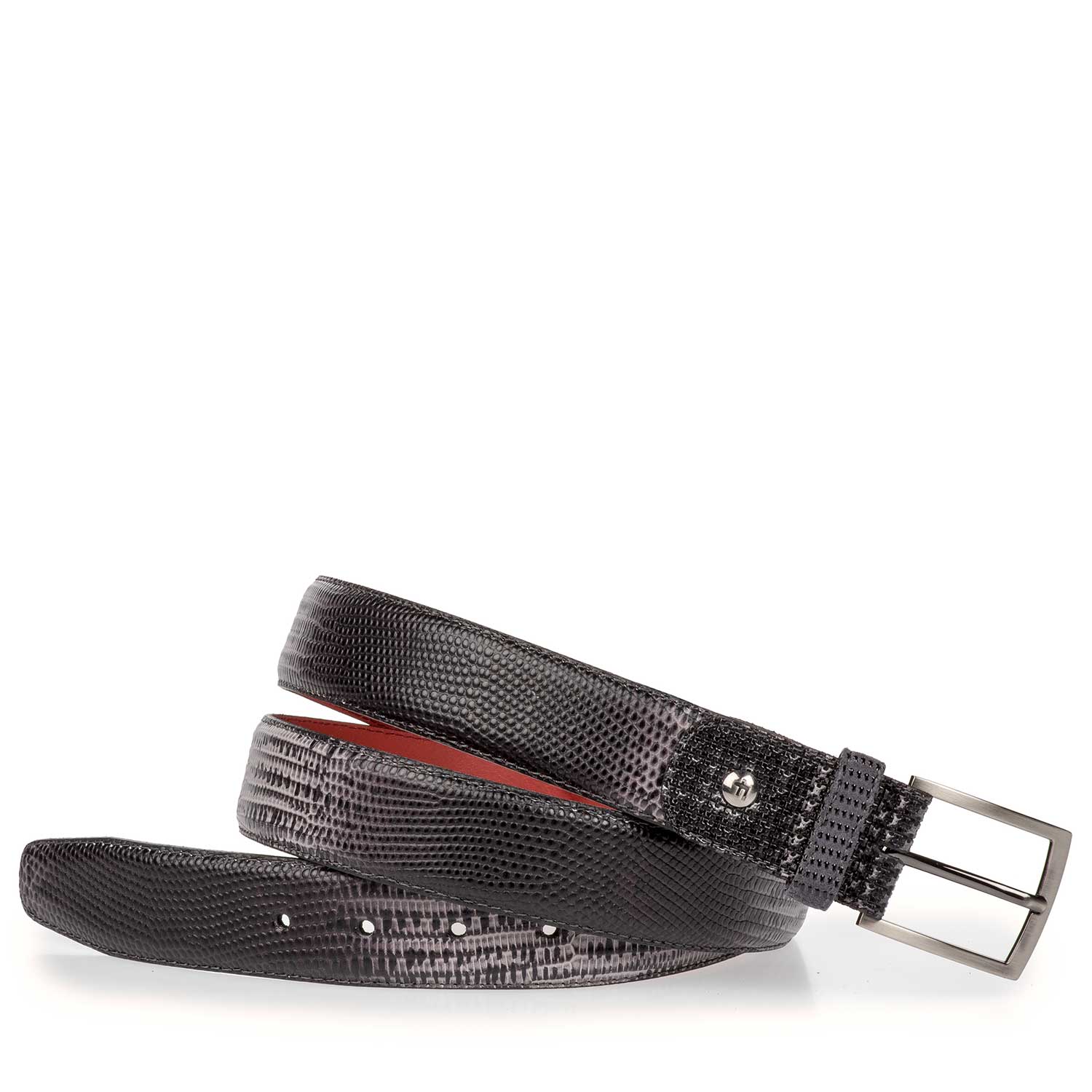 75188/13 - Grey leather belt with lizard print 75188/13 - Grey leather belt with lizard print