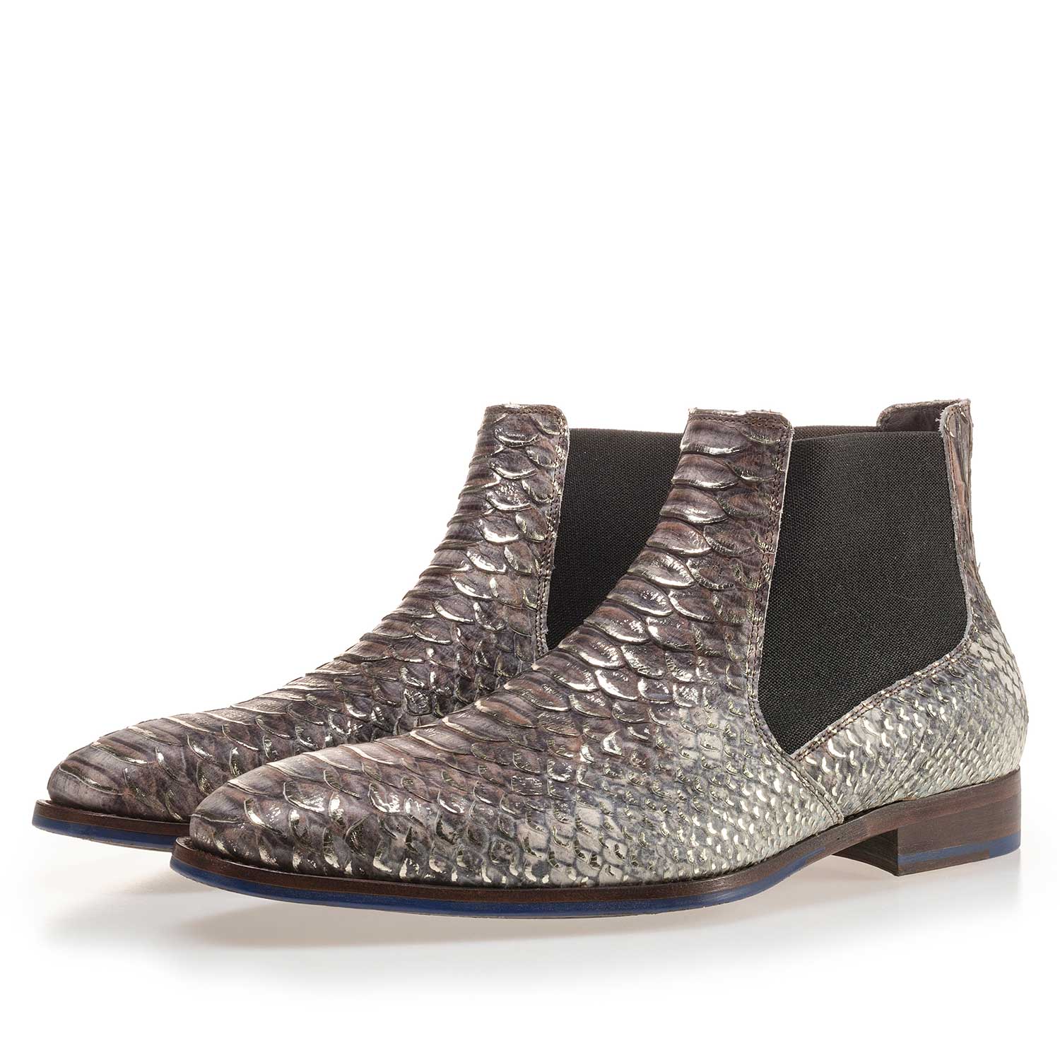 10179/01 - Taupefarbener Premium Chelsea Boot mit Schlangenreliefmuster 10179/01 - Taupefarbener Premium Chelsea Boot mit Schlangenreliefmuster
