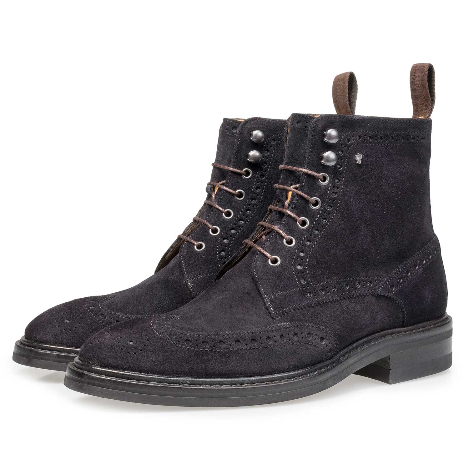 10165/01 - Blauer Brogue-Schnürstiefel aus Wildleder 10165/01 - Blauer Brogue-Schnürstiefel aus Wildleder