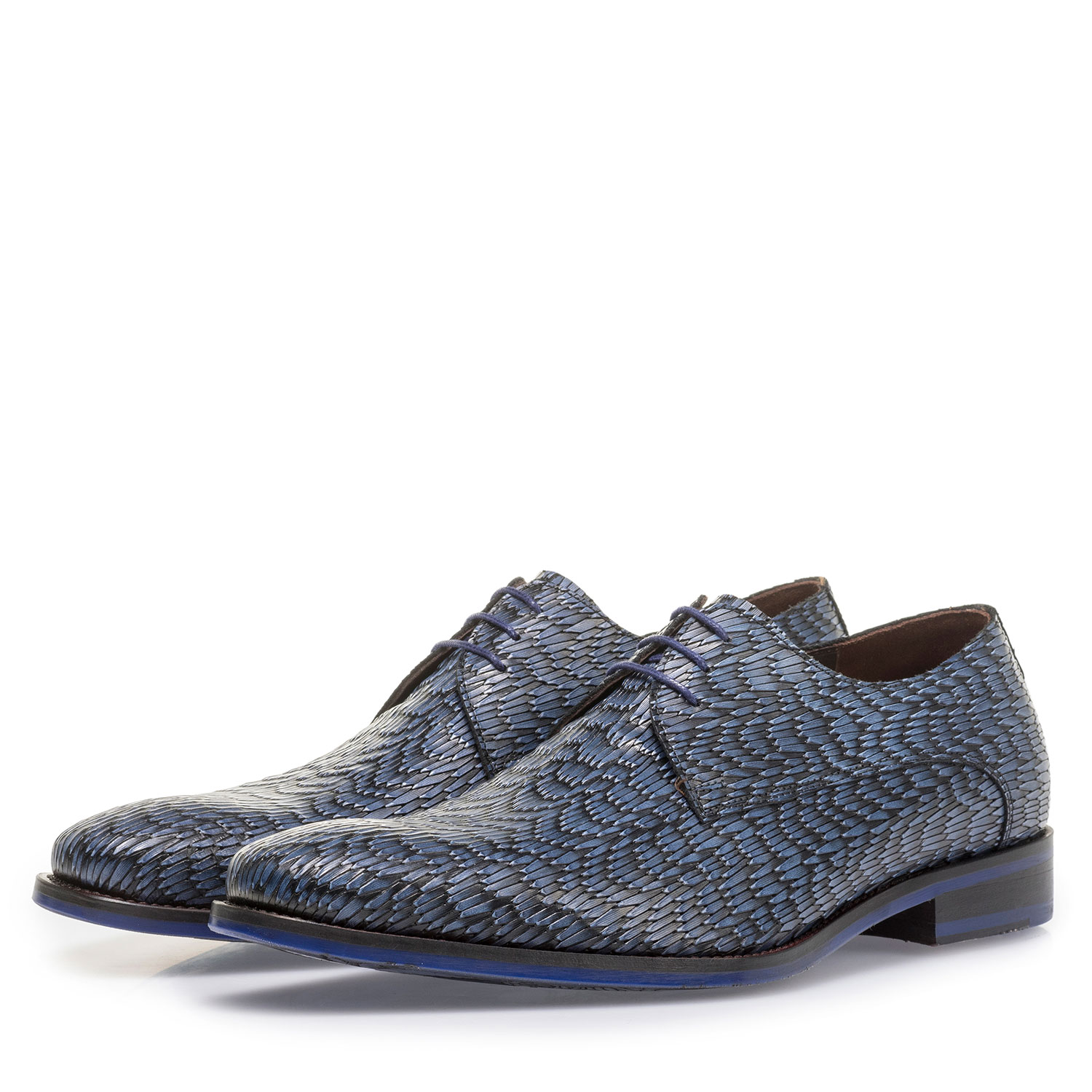 18159/21 - Blue leather lace shoe with print 18159/21 - Blue leather lace shoe with print