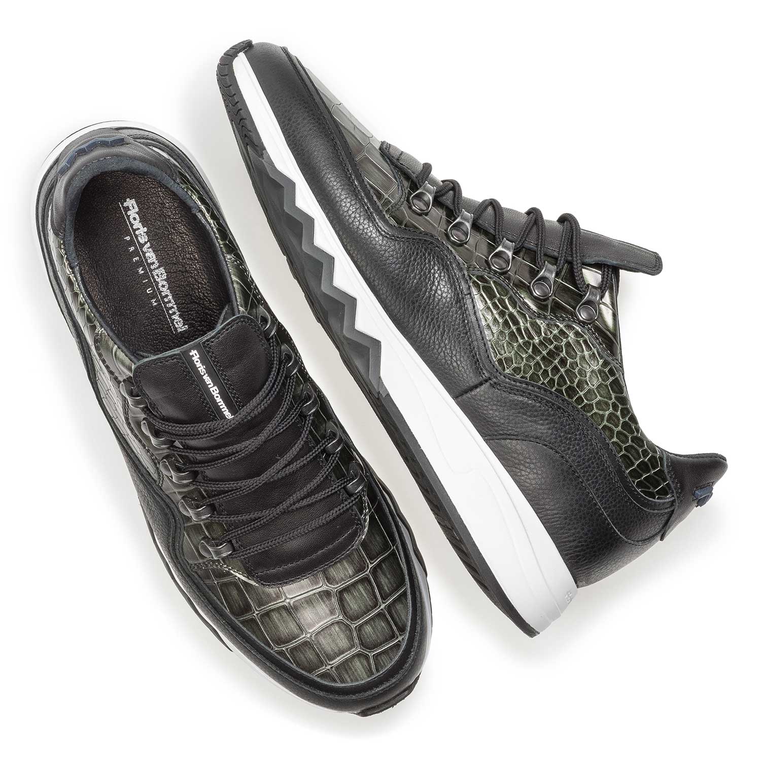16394/02 - Premium green printed metallic leather sneaker 16394/02 - Premium green printed metallic leather sneaker