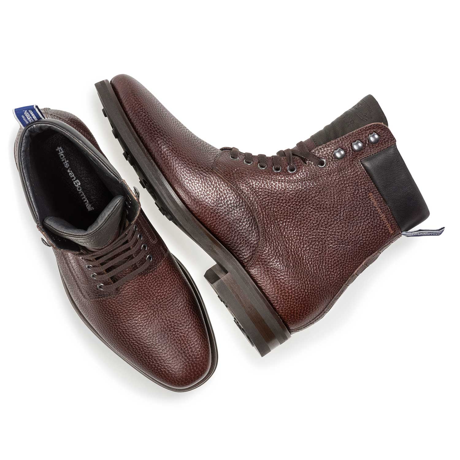 10658/13 - Dunkelbrauner Kalbsleder-Schnürstiefel mit Struktur 10658/13 - Dunkelbrauner Kalbsleder-Schnürstiefel mit Struktur
