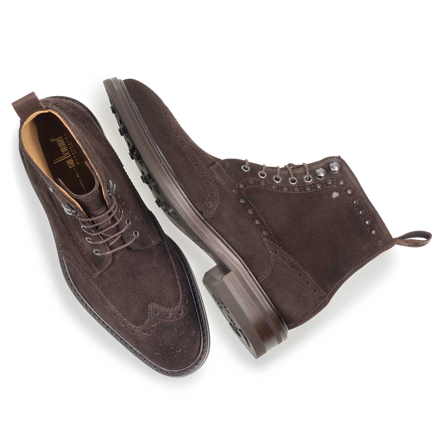 10165/00 - Brown suede leather brogue lace boot 10165/00 - Brown suede leather brogue lace boot
