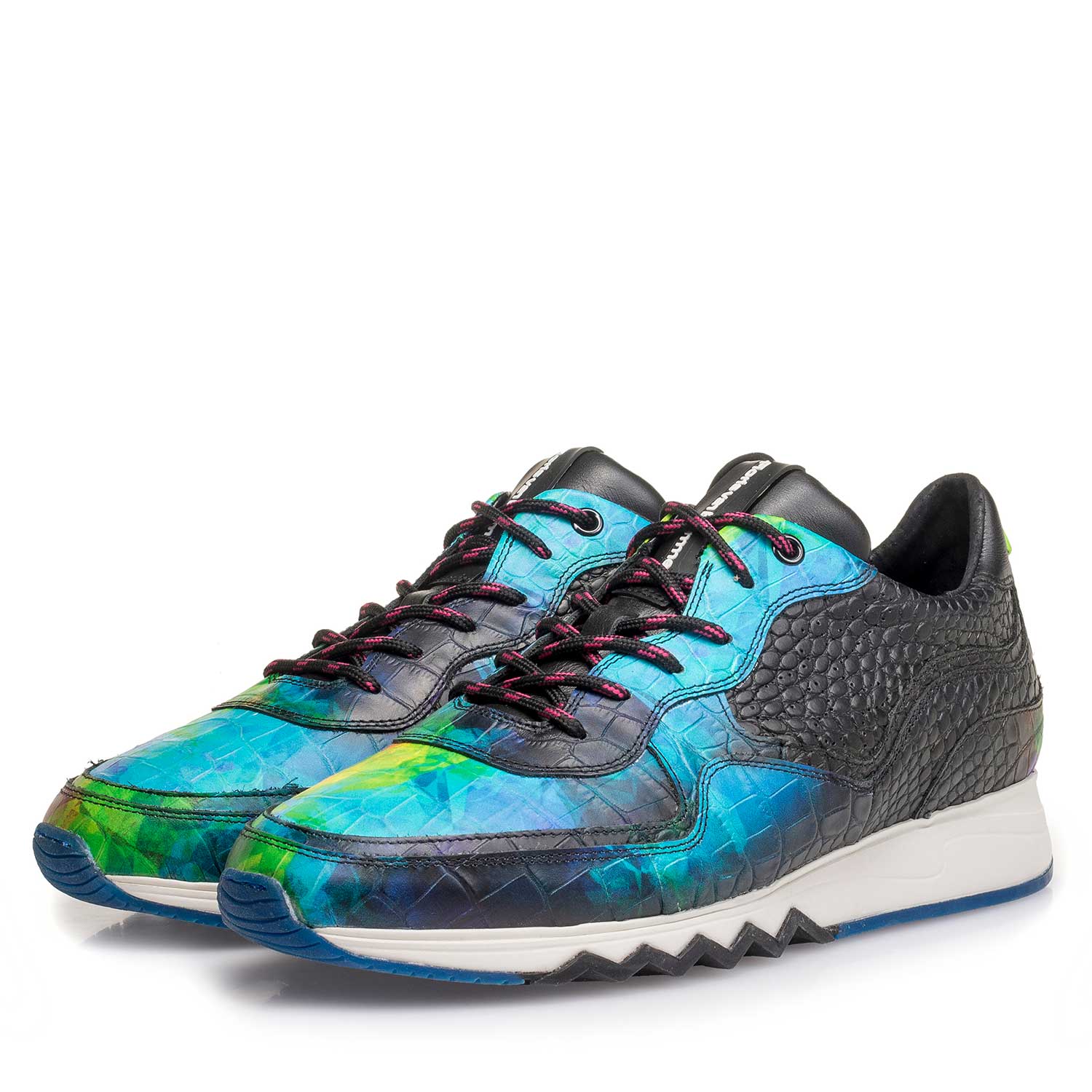 16296/00 - Mehrfarbiger Kalbsleder-Sneaker mit Krokoprint 16296/00 - Mehrfarbiger Kalbsleder-Sneaker mit Krokoprint