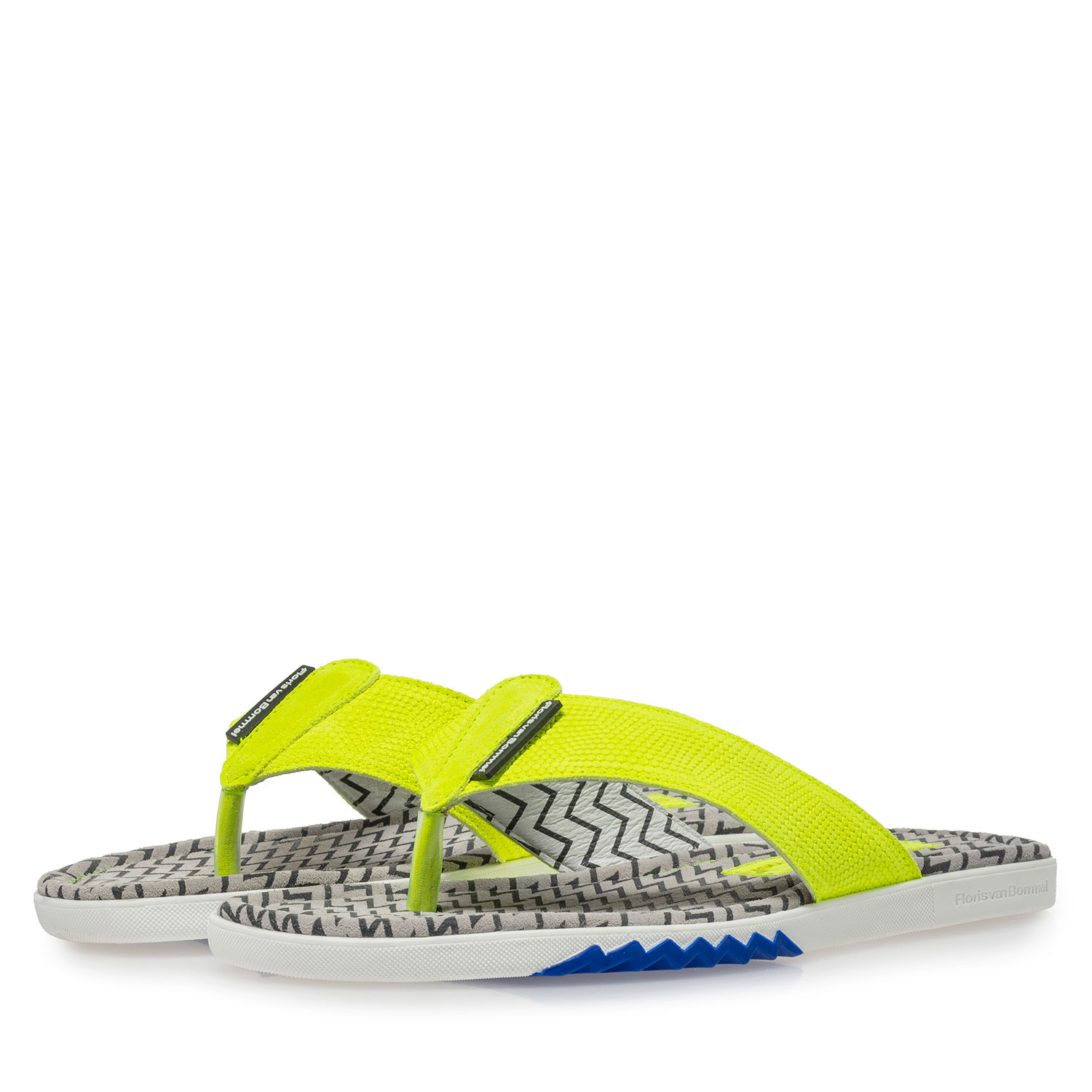 20201/18 - Gelber Wildleder Zehentrenner-Slipper mit Print 20201/18 - Gelber Wildleder Zehentrenner-Slipper mit Print