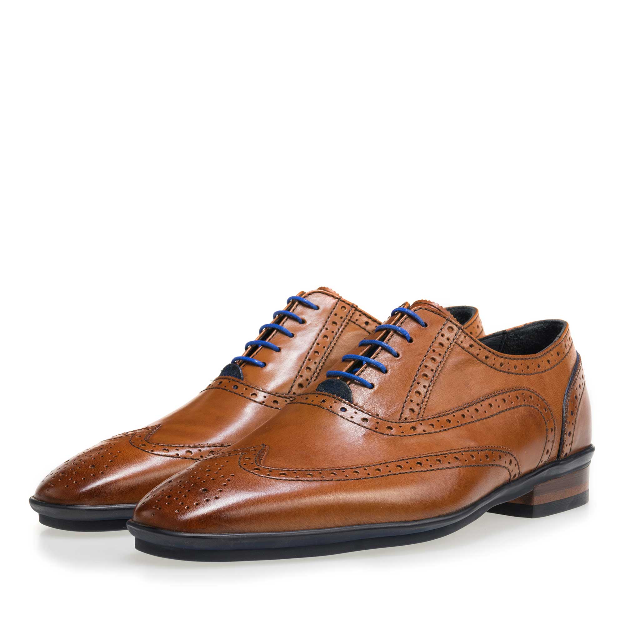 19025/02 - Cognacfarbener Brogue Leder Schnürschuh 19025/02 - Cognacfarbener Brogue Leder Schnürschuh